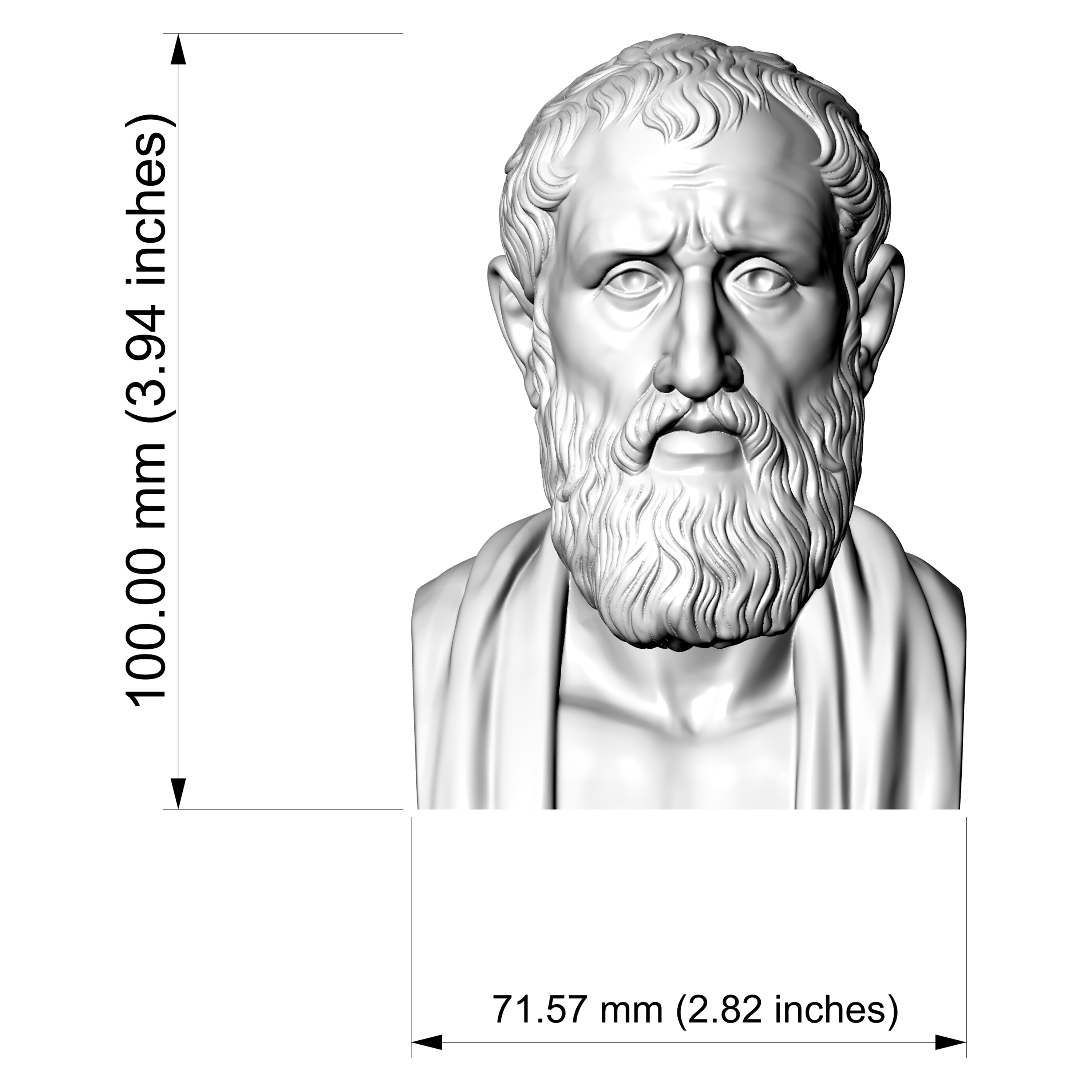 Zeno of Citium Stoic Philosopher Bust 3D Model
