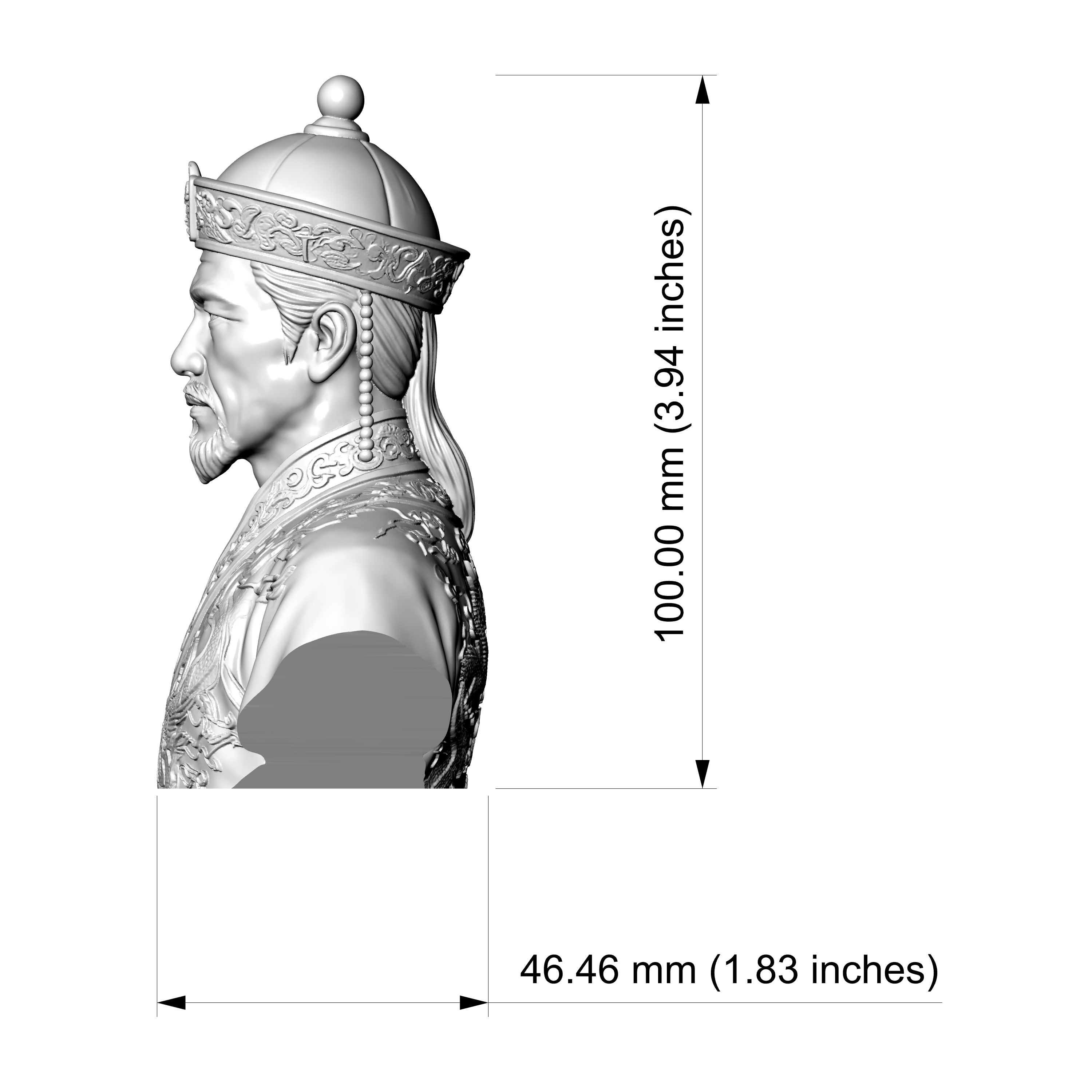 Zhuangzi Taoist 3D Printable Bust Model 3D Model