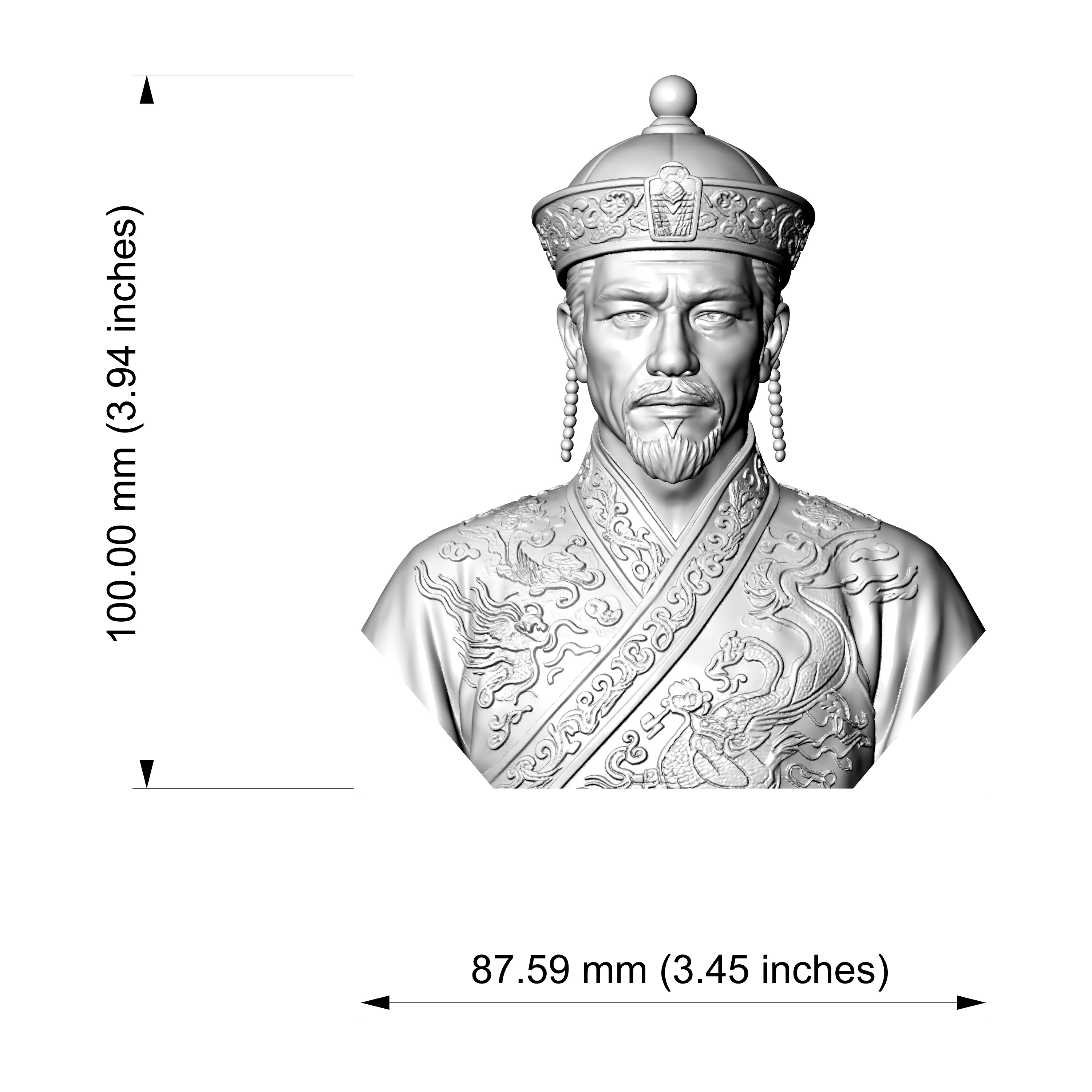 Zhuangzi Taoist 3D Printable Bust Model 3D Model
