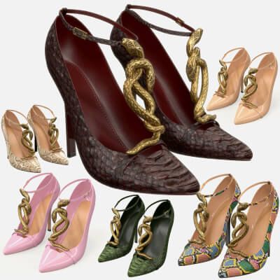 Roberto Cavalli Heels with Snake 3D Model