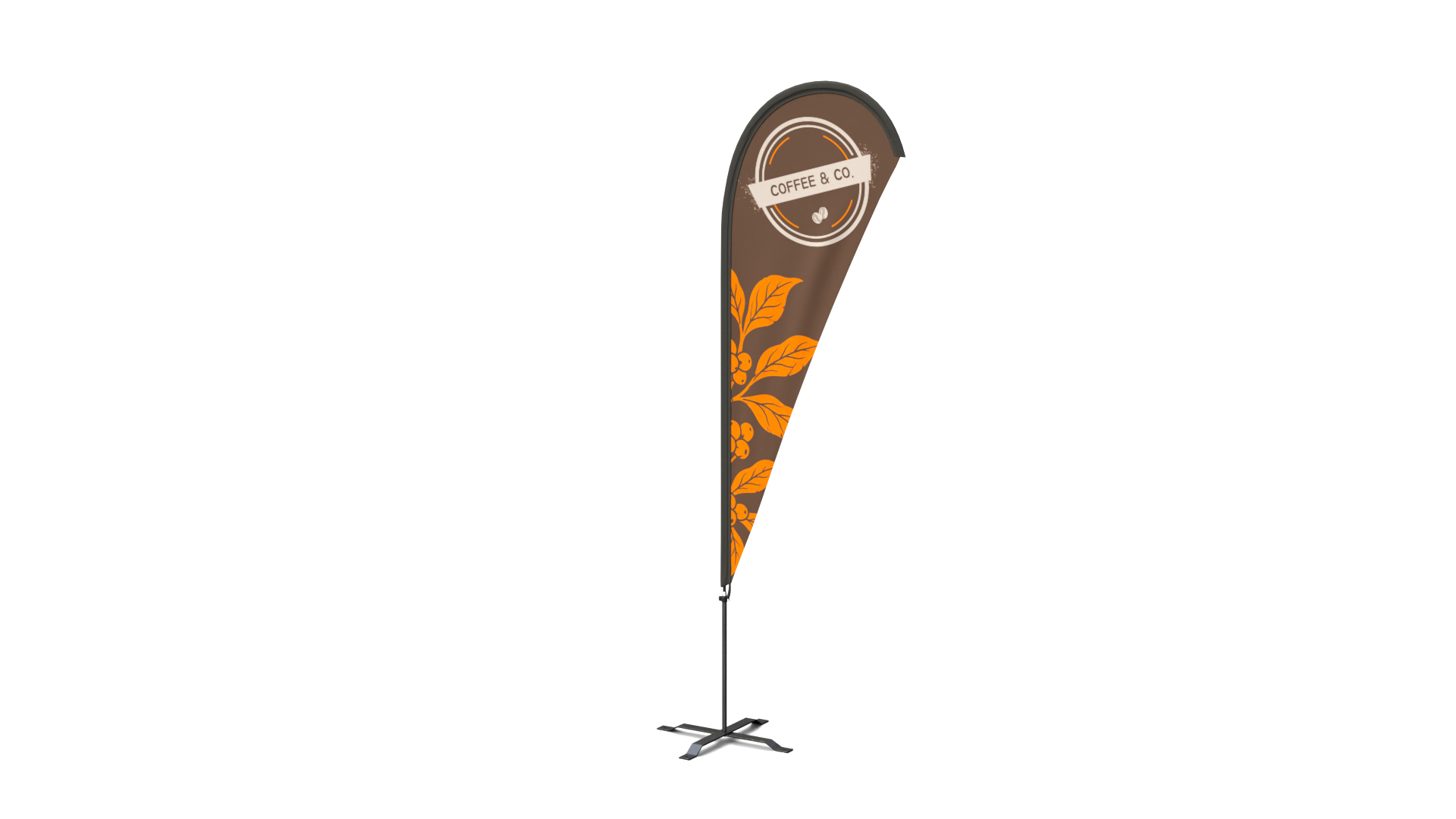 Feather Flag - Cafe Custom Banner 3D Model