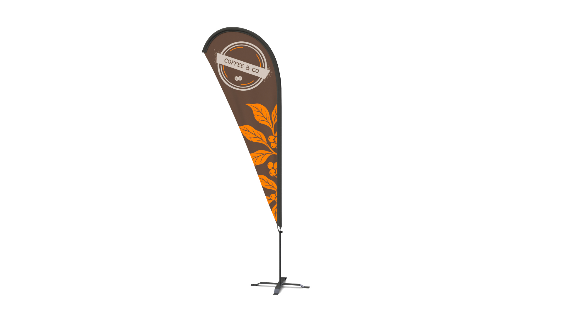 Feather Flag - Cafe Custom Banner 3D Model