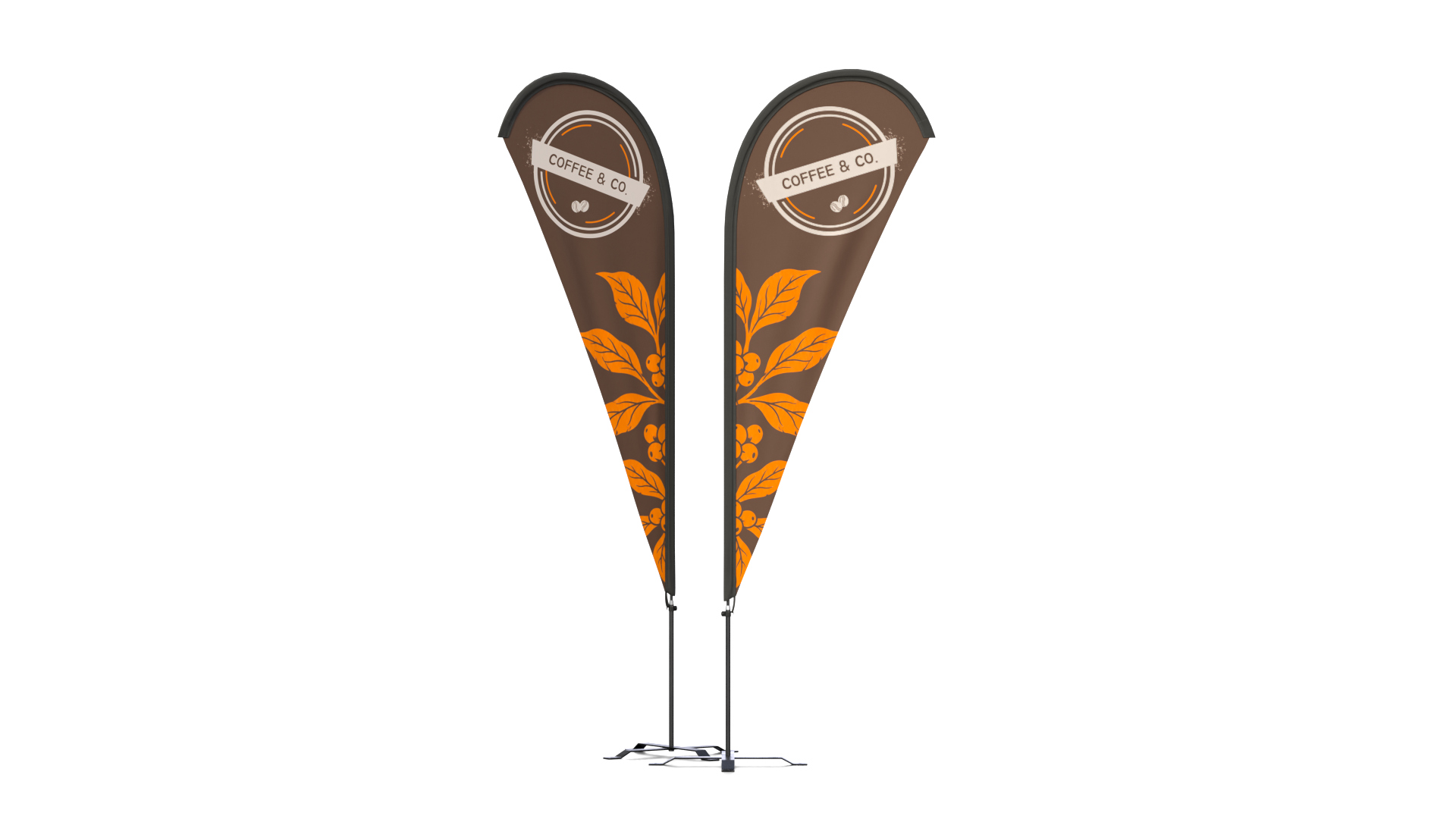 Feather Flag - Cafe Custom Banner 3D Model