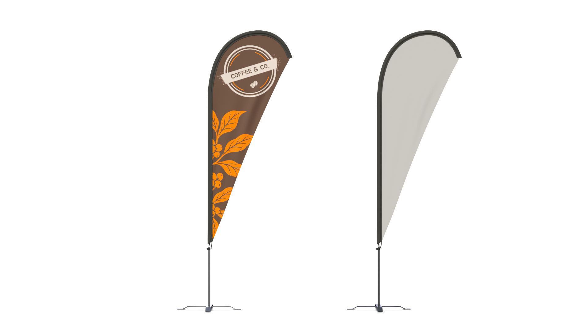Feather Flag - Cafe Custom Banner 3D Model