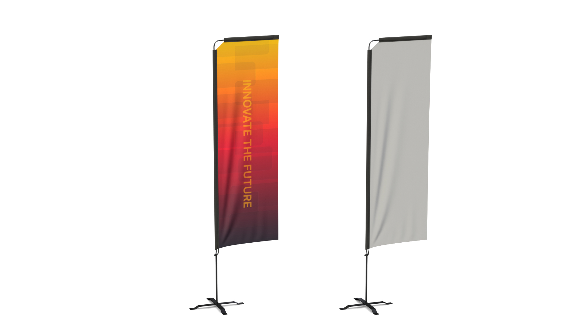 Feather Flag - Customizable Rectangle Banner 3D Model