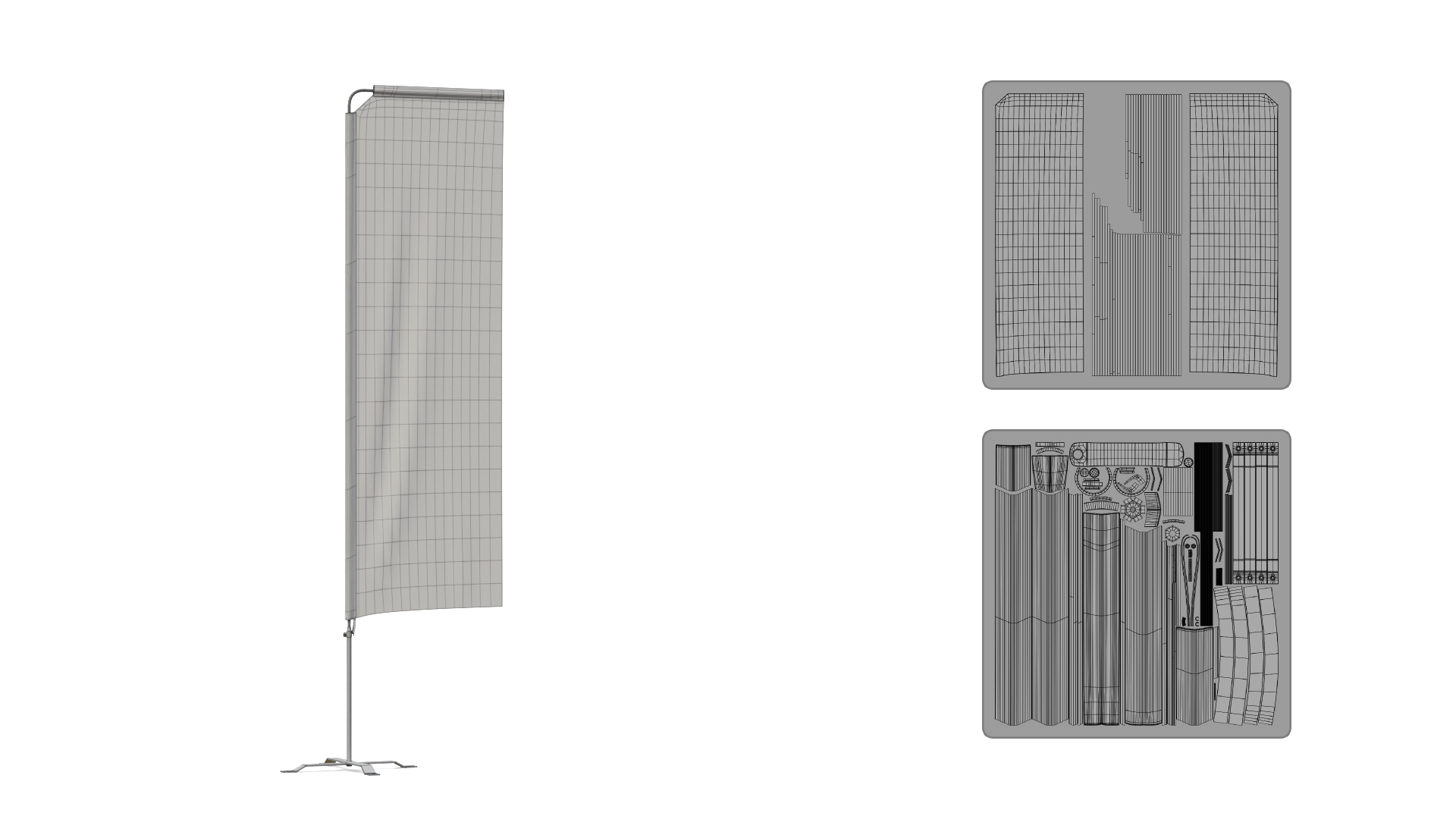 Feather Flag - Customizable Rectangle Banner 3D Model