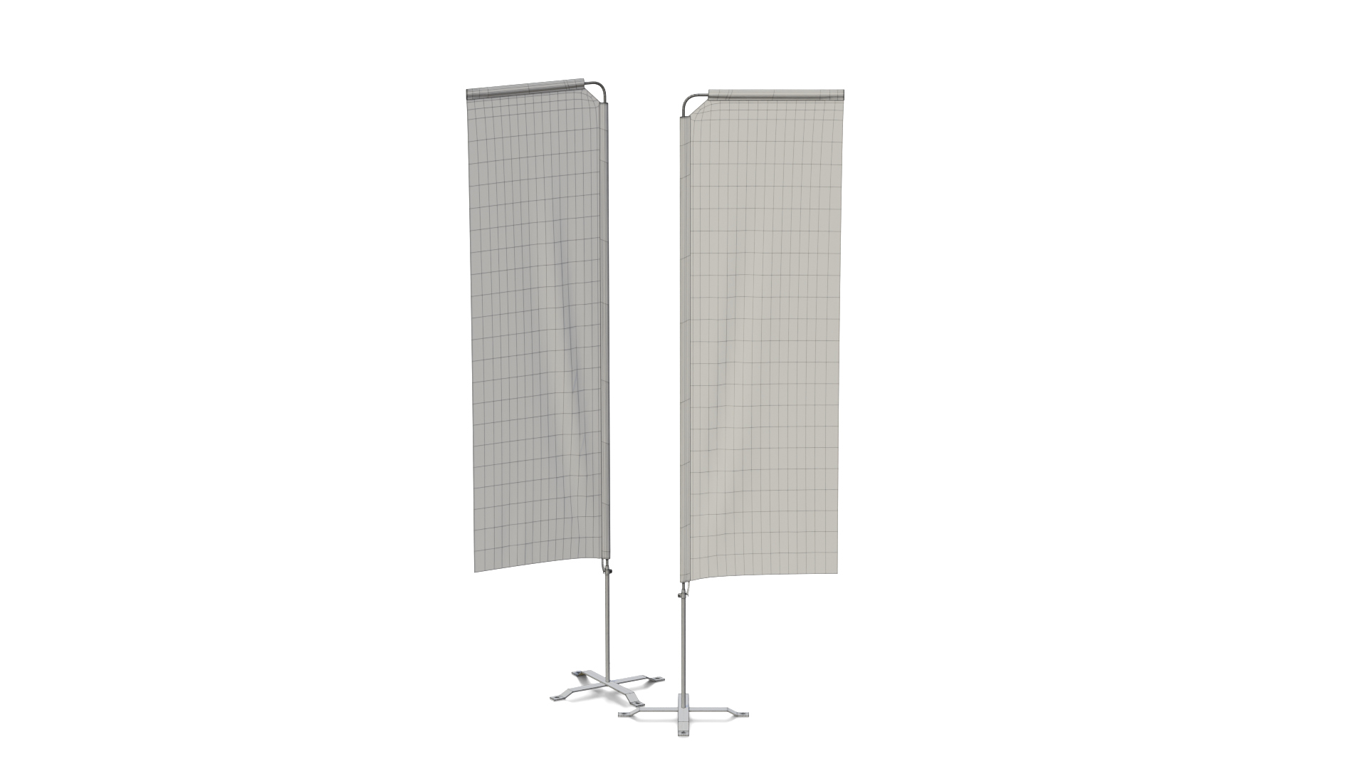 Feather Flag - Customizable Rectangle Banner 3D Model