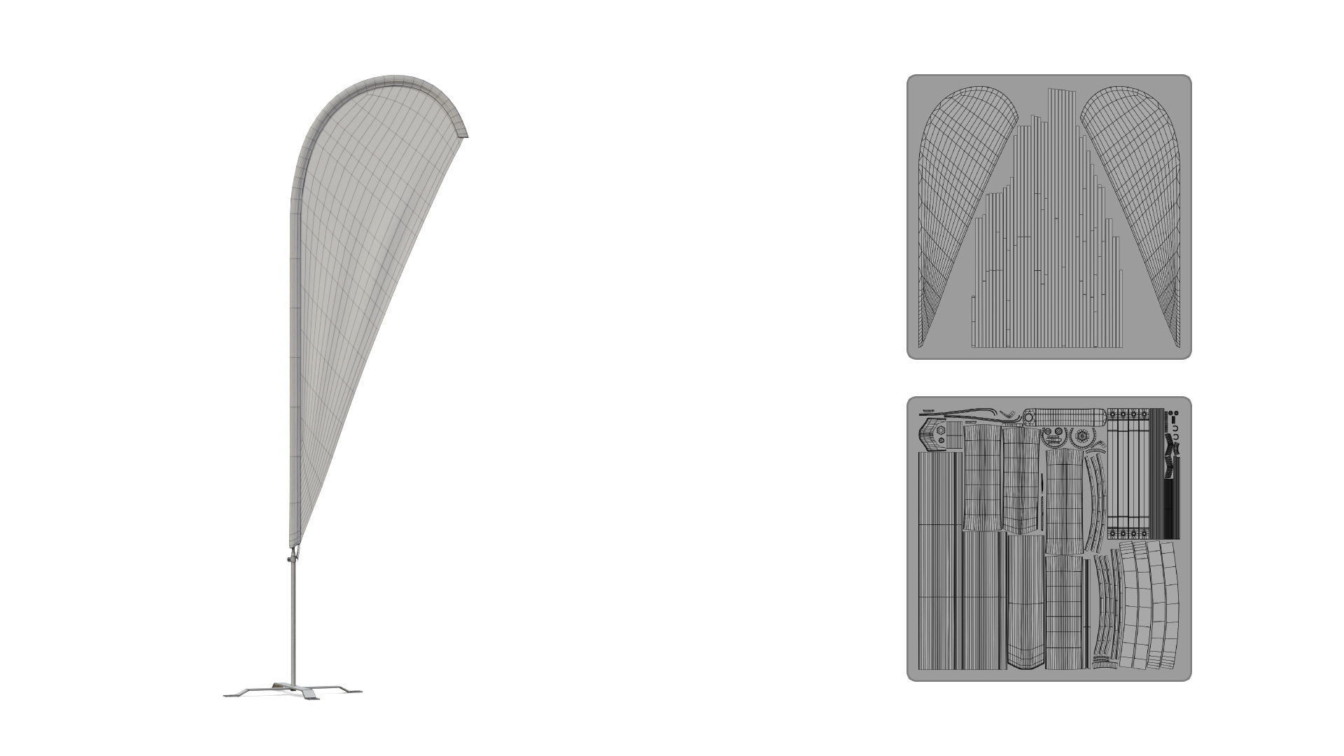 Feather Flag - Customizable Teardrop Banner 3D Model