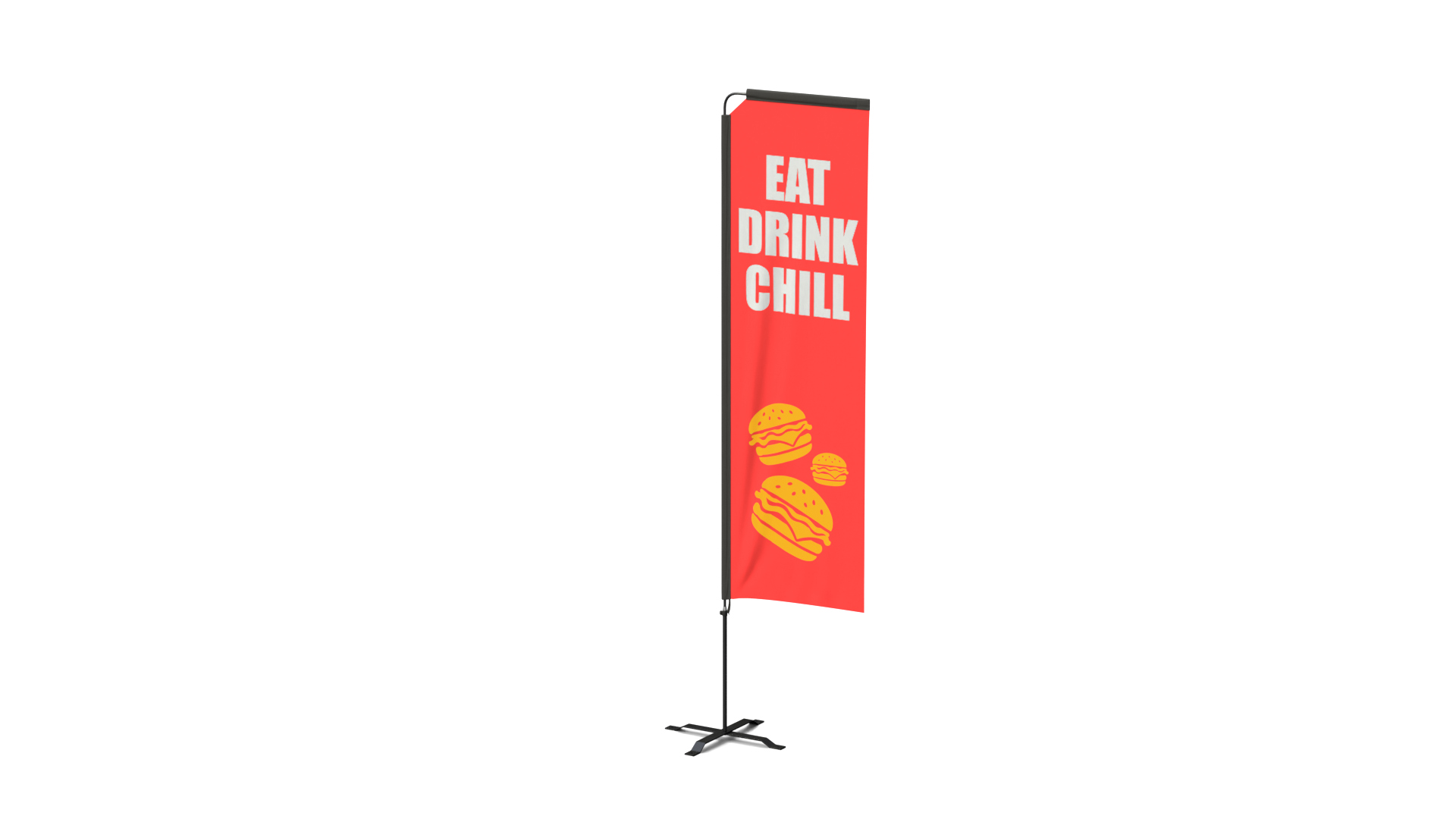 Feather Flag - Restaurant Custom Banner 3D Model