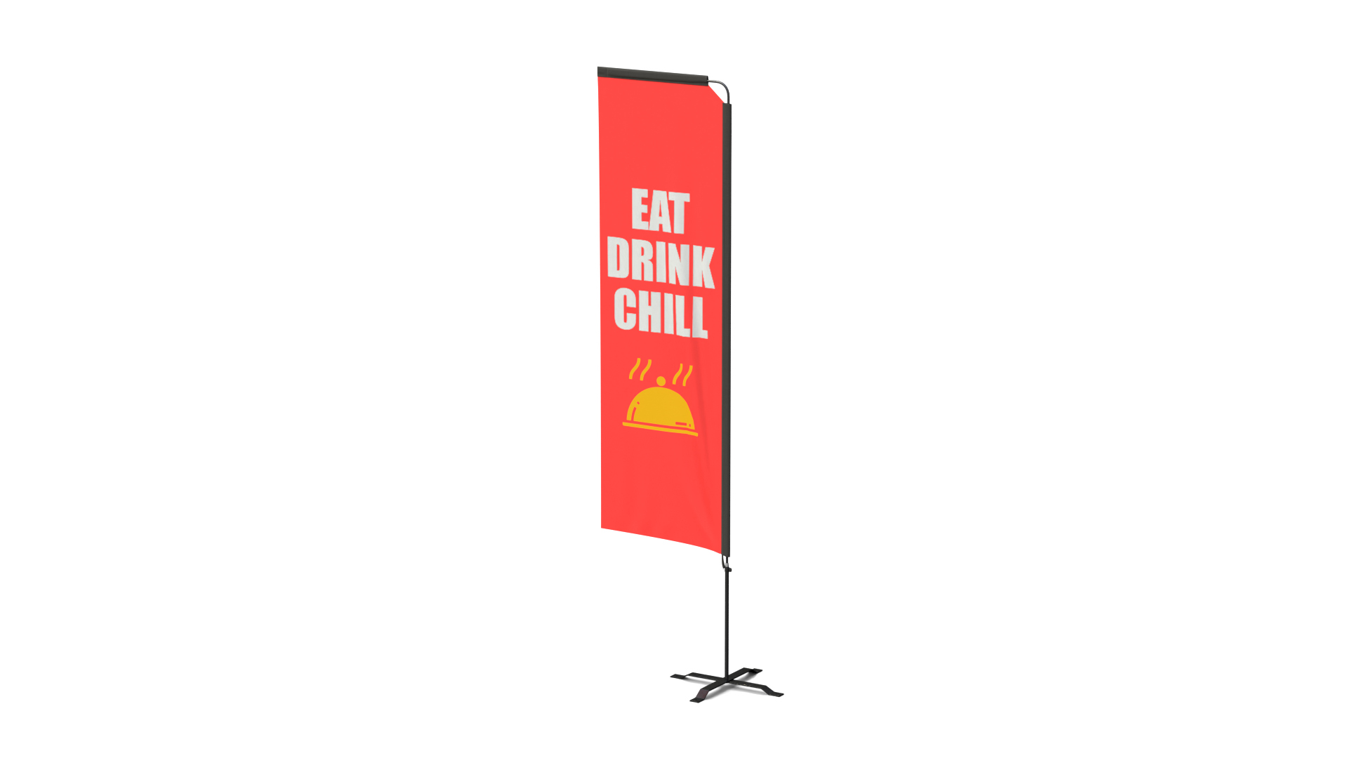 Feather Flag - Restaurant Custom Banner 3D Model