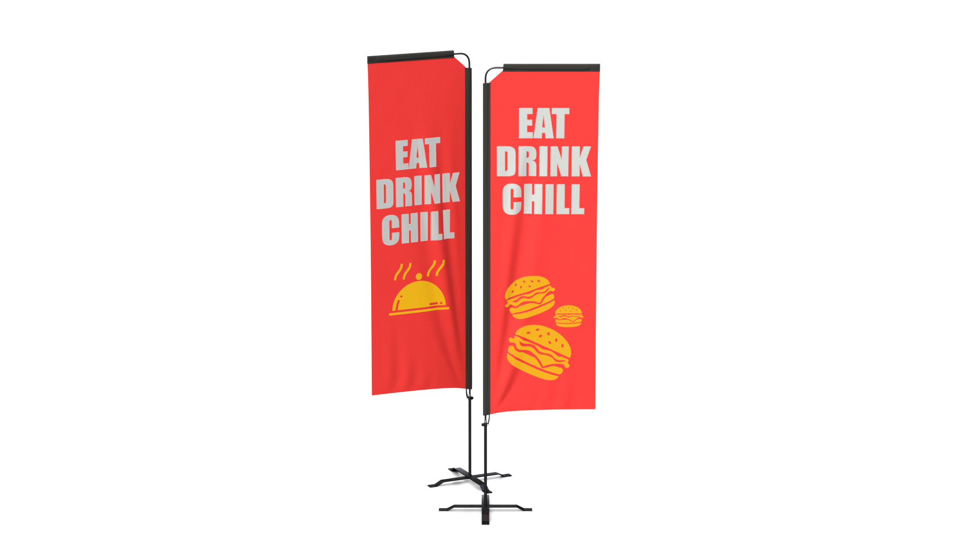 Feather Flag - Restaurant Custom Banner 3D Model