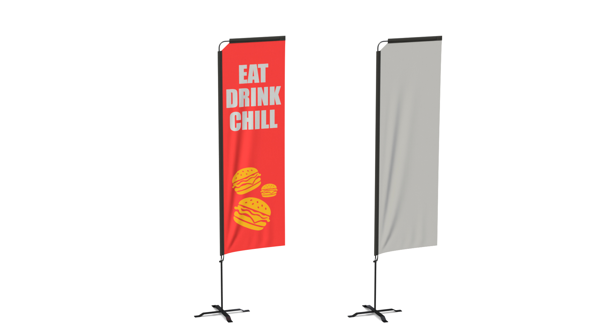 Feather Flag - Restaurant Custom Banner 3D Model