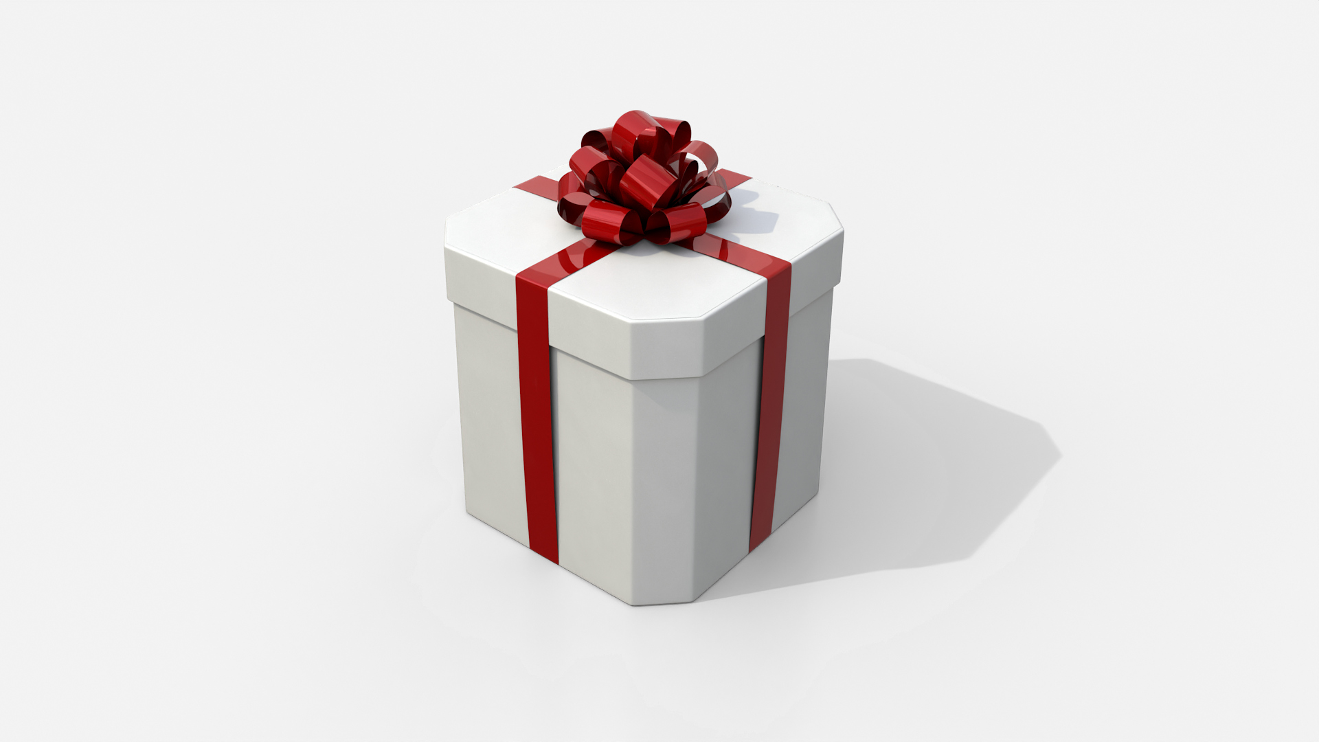Gift Box - Beveled Edge with Tied Ribbon Rosette 3D Model