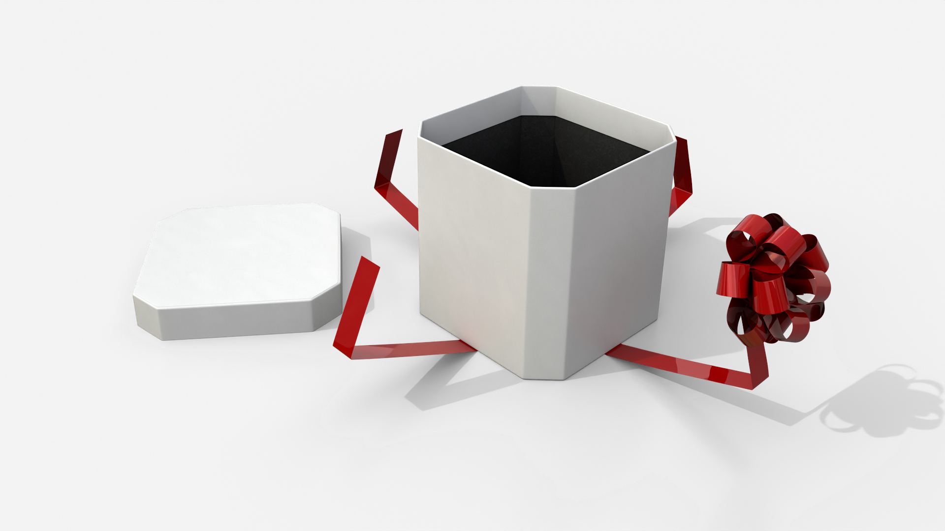 Gift Box - Beveled Edge with Tied Ribbon Rosette 3D Model