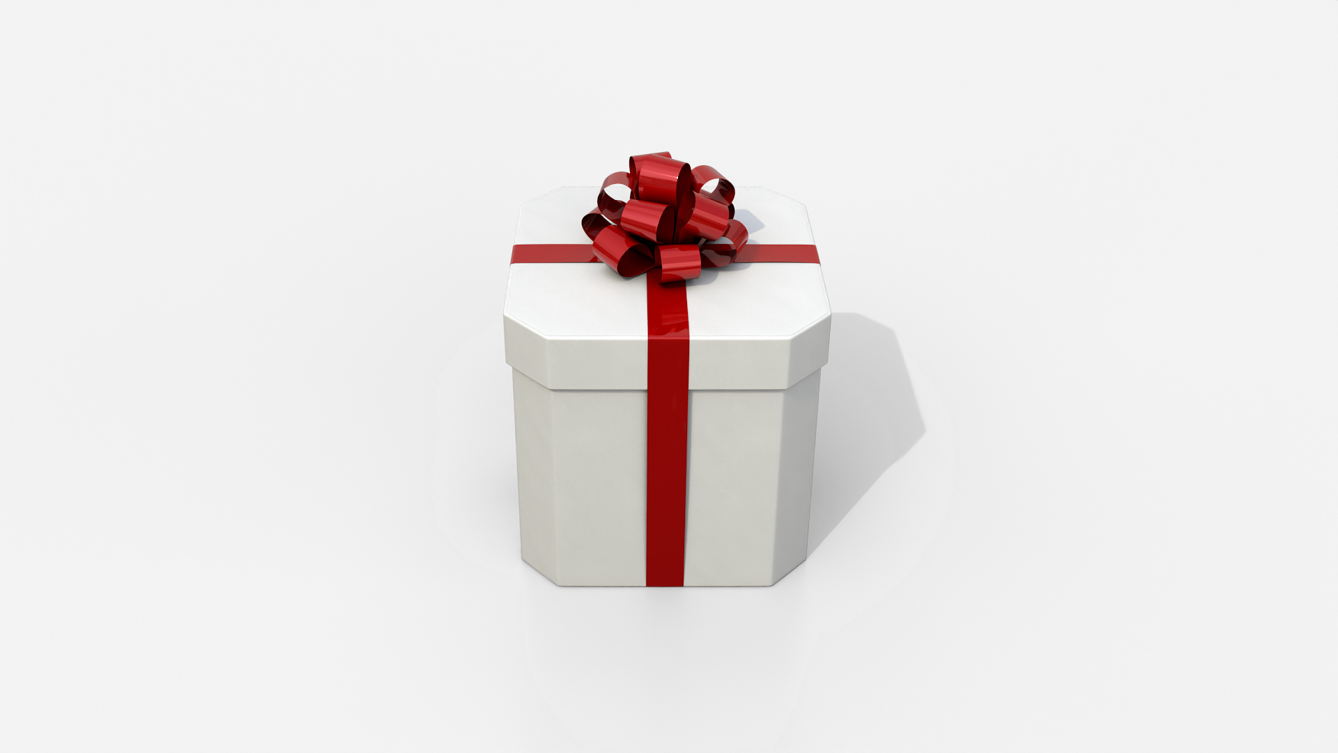 Gift Box - Beveled Edge with Tied Ribbon Rosette 3D Model