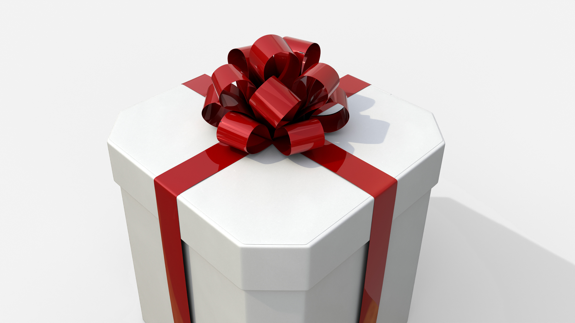 Gift Box - Beveled Edge with Tied Ribbon Rosette 3D Model