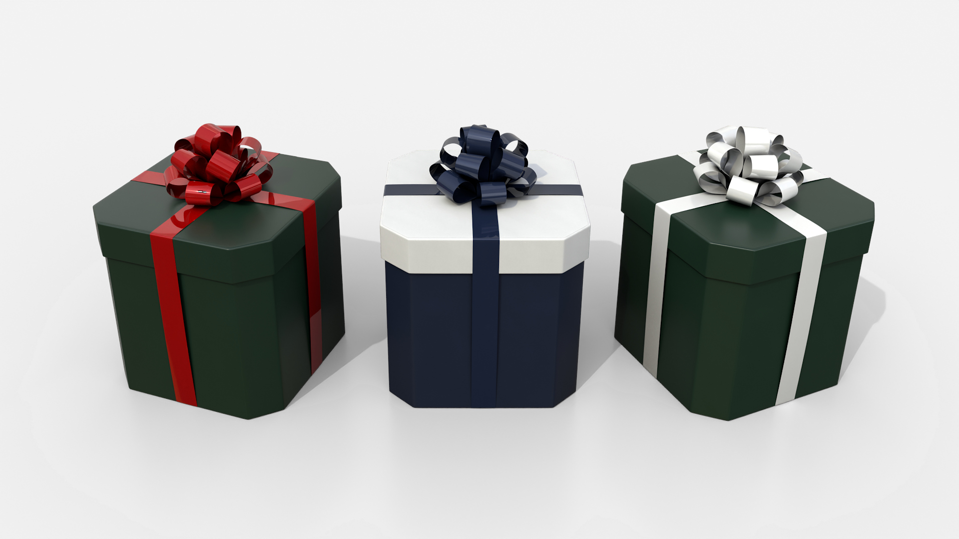 Gift Box - Beveled Edge with Tied Ribbon Rosette 3D Model