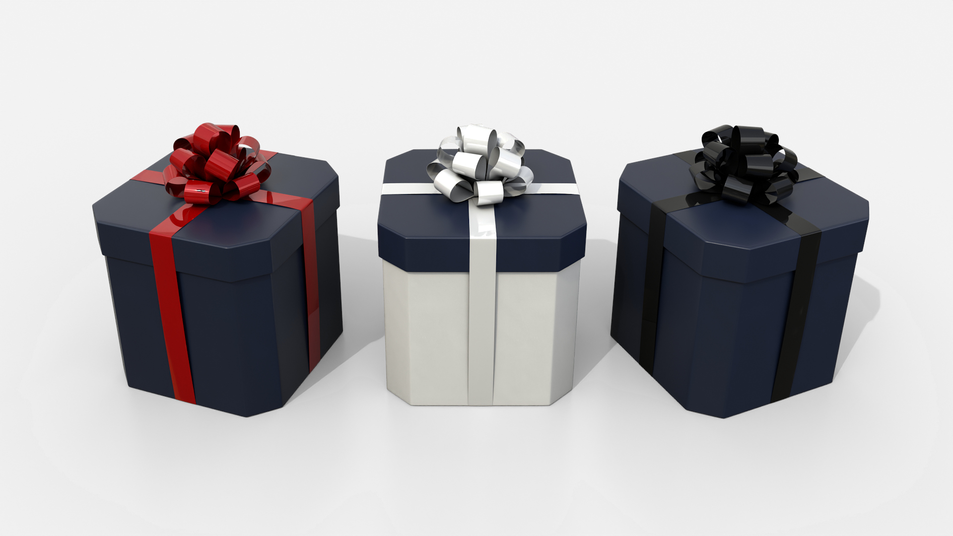 Gift Box - Beveled Edge with Tied Ribbon Rosette 3D Model