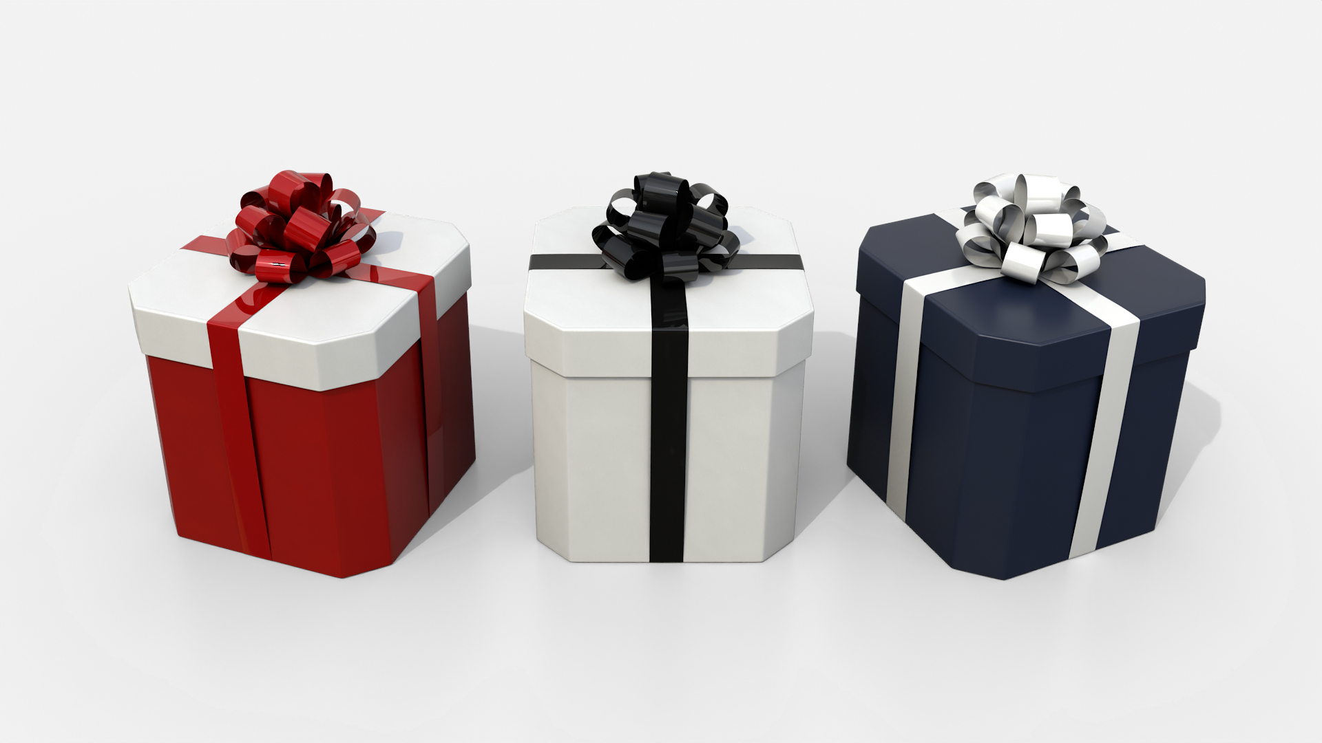 Gift Box - Beveled Edge with Tied Ribbon Rosette 3D Model