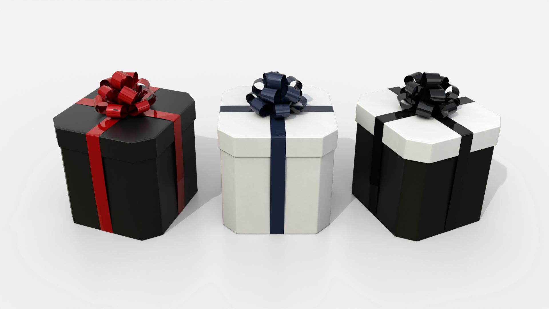 Gift Box - Beveled Edge with Tied Ribbon Rosette 3D Model