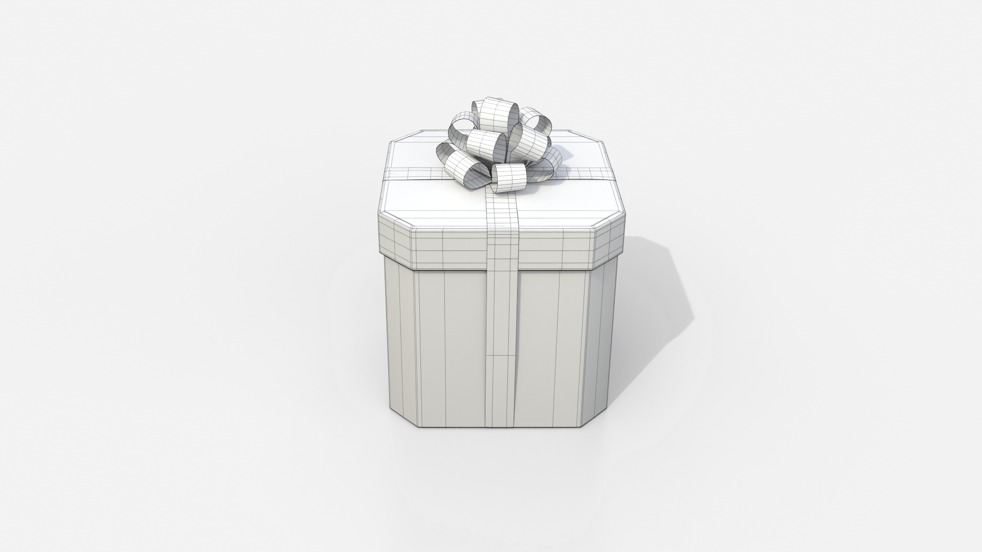 Gift Box - Beveled Edge with Tied Ribbon Rosette 3D Model