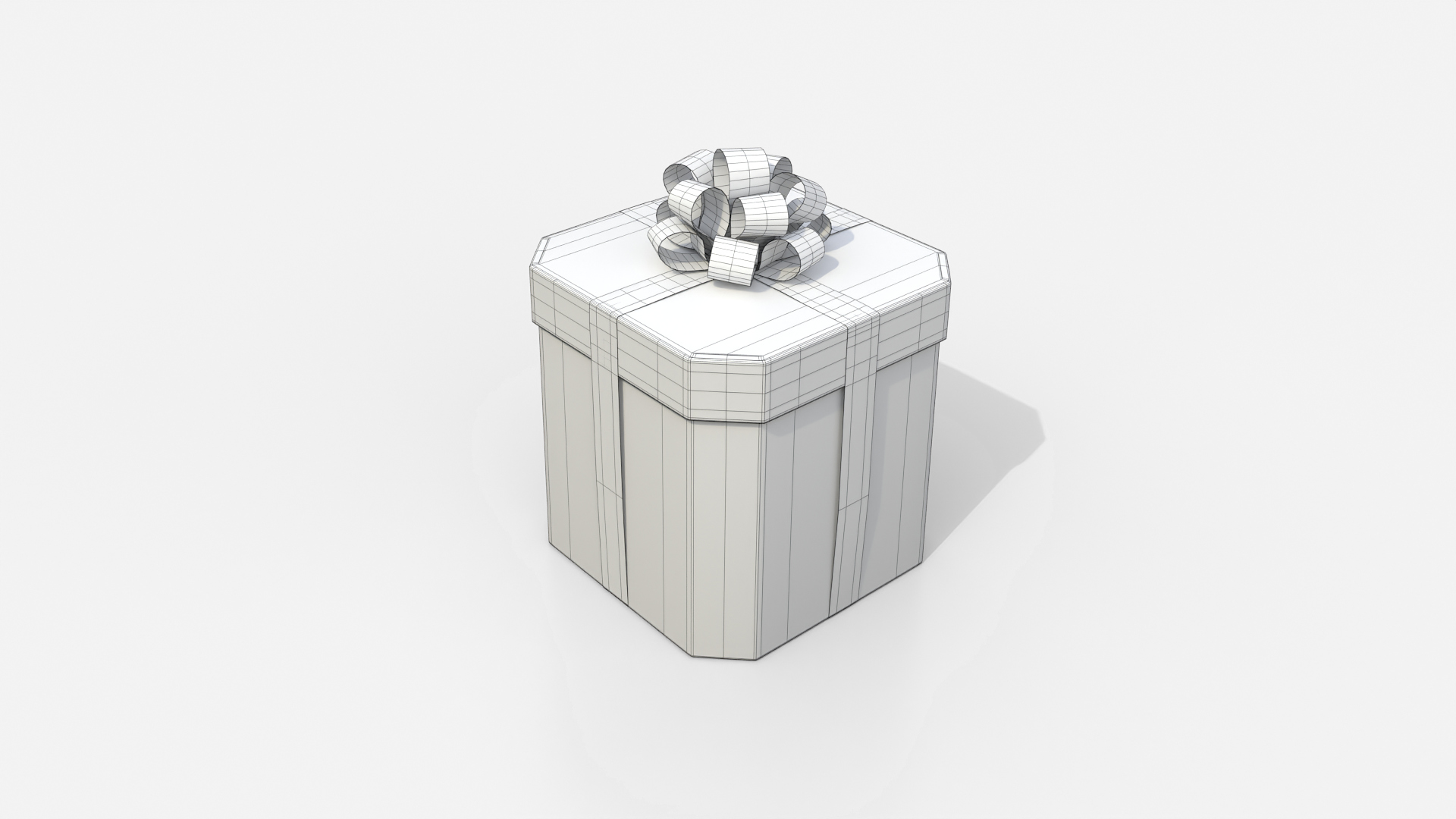 Gift Box - Beveled Edge with Tied Ribbon Rosette 3D Model