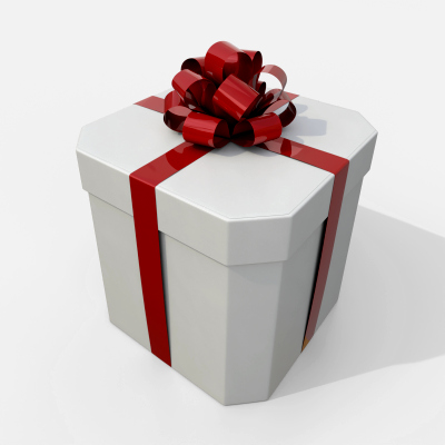 Gift Box - Beveled Edge with Tied Ribbon Rosette