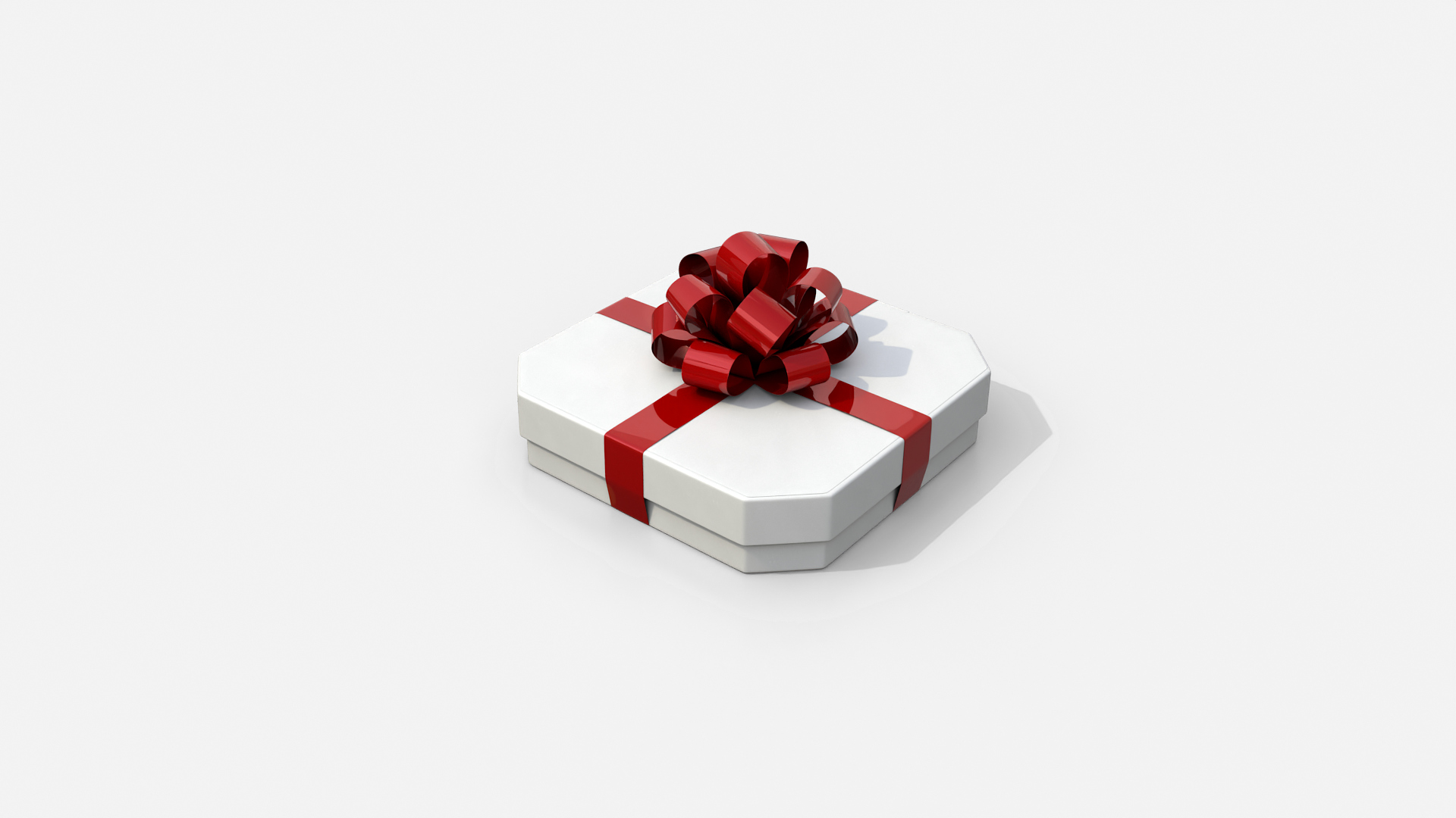 Gift Box - Flat Beveled Edge with Tied Ribbon Rosette 3D Model