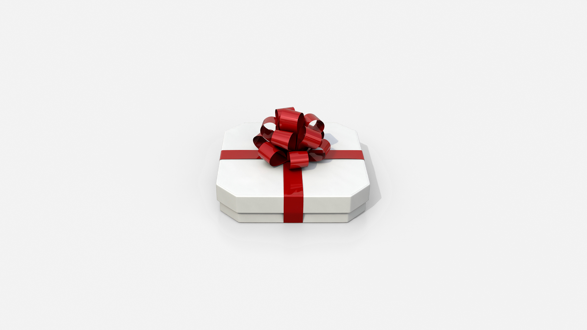 Gift Box - Flat Beveled Edge with Tied Ribbon Rosette 3D Model