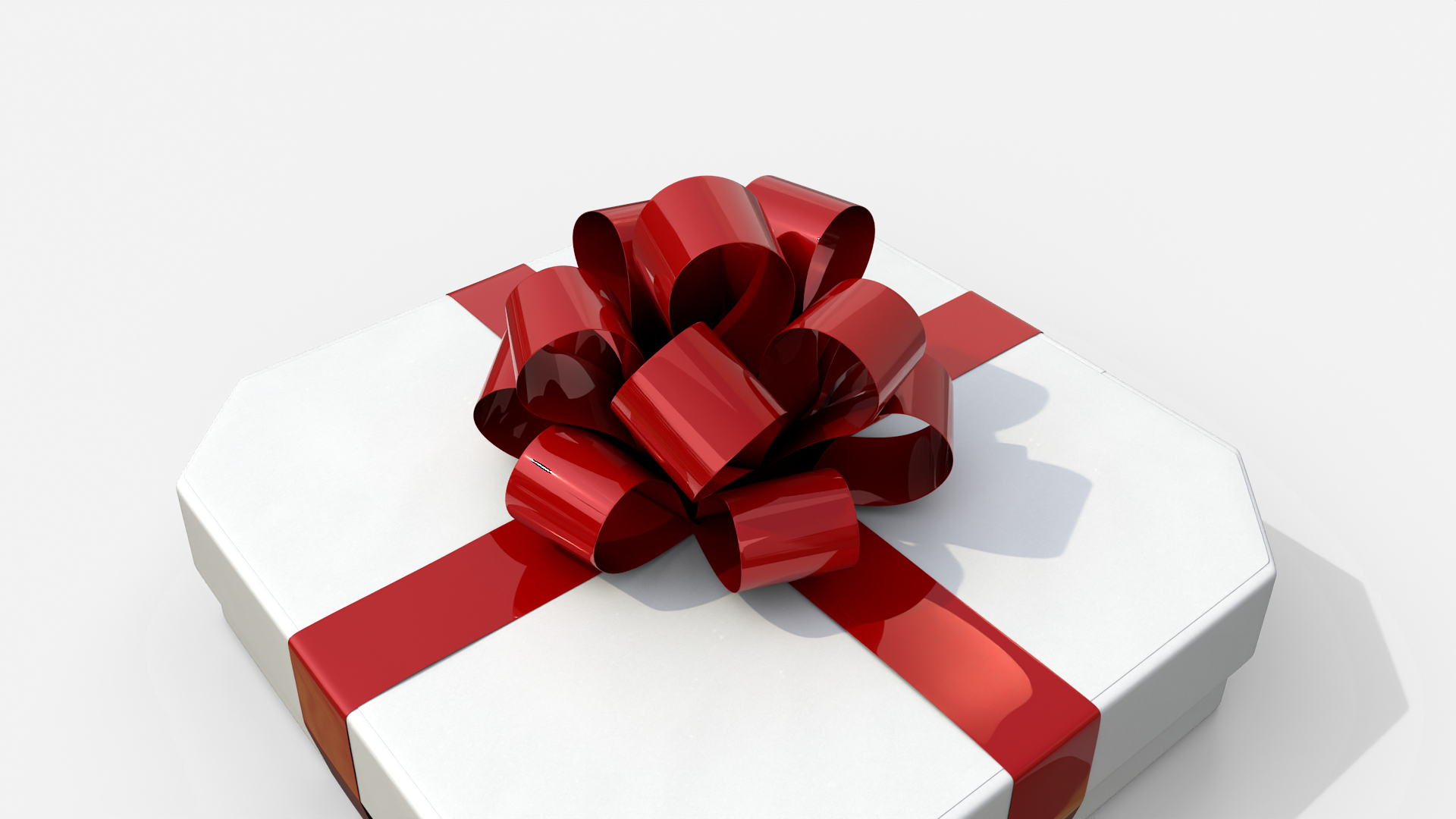 Gift Box - Flat Beveled Edge with Tied Ribbon Rosette 3D Model