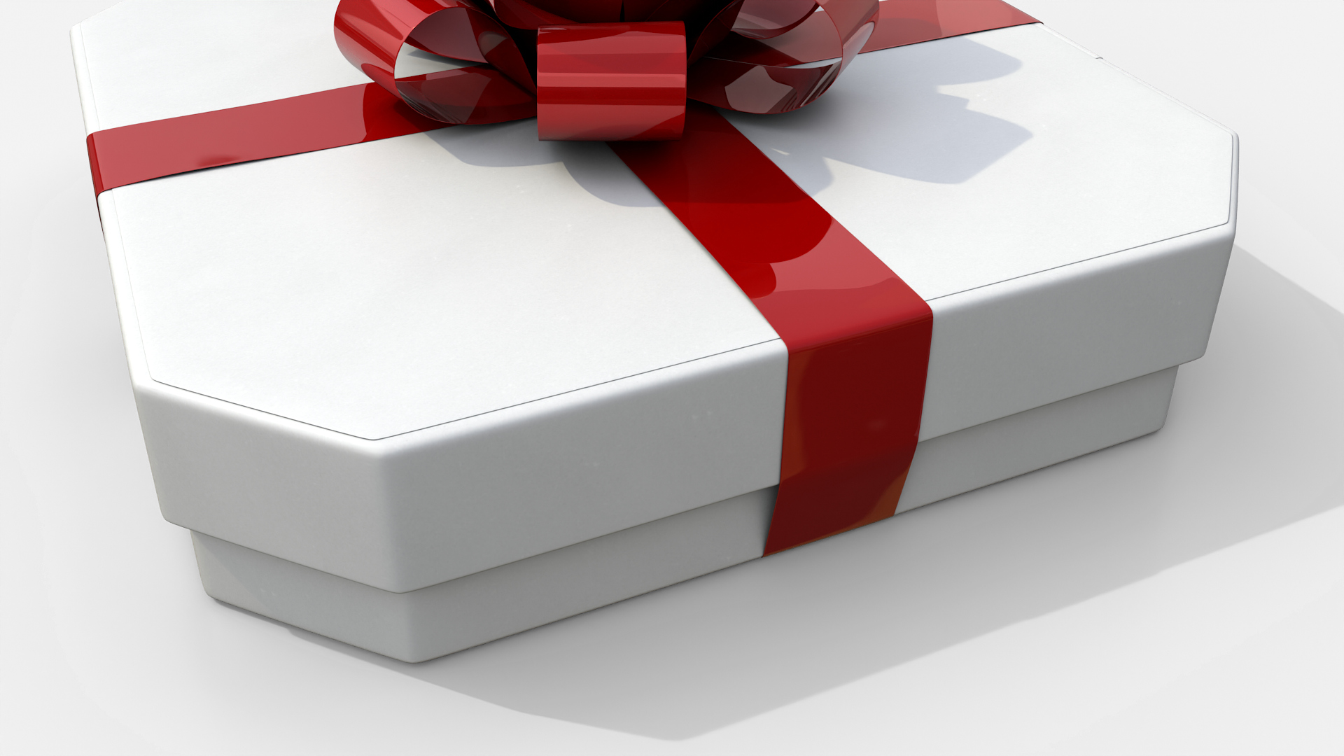 Gift Box - Flat Beveled Edge with Tied Ribbon Rosette 3D Model