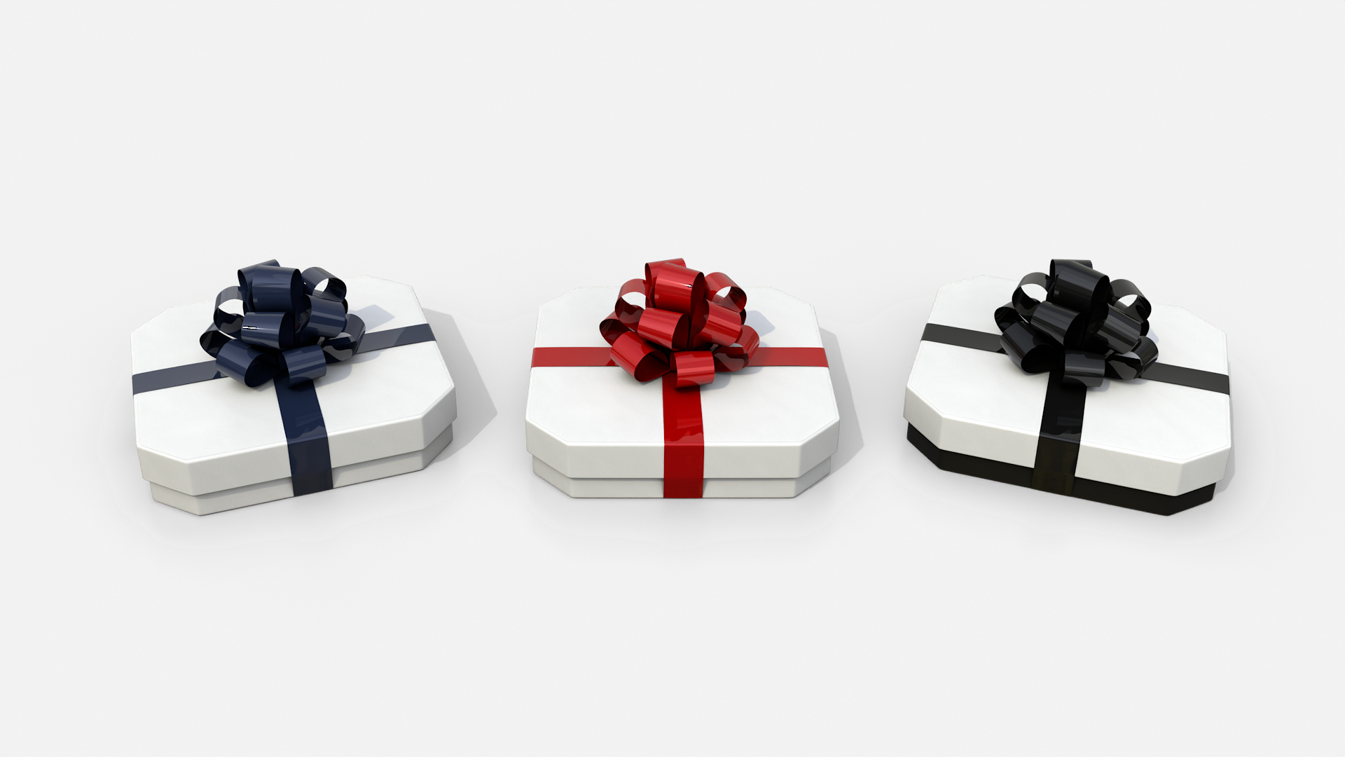 Gift Box - Flat Beveled Edge with Tied Ribbon Rosette 3D Model
