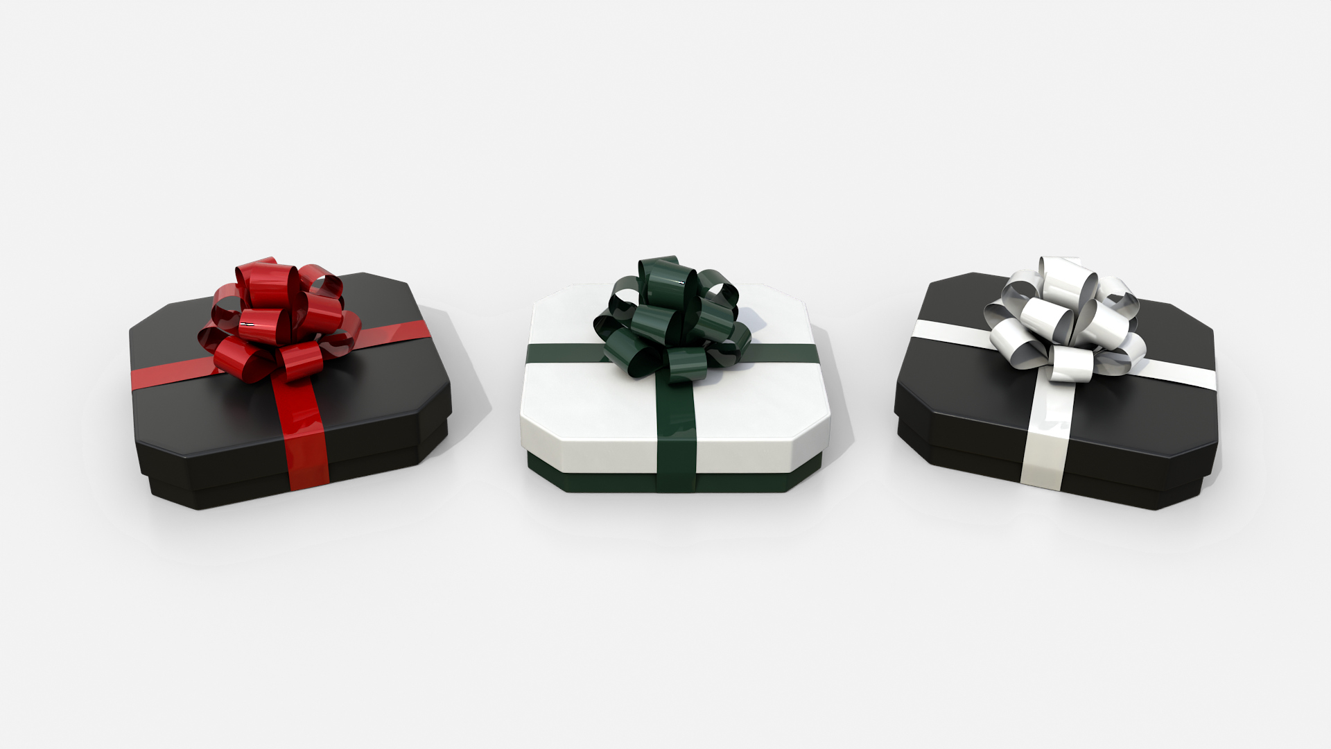 Gift Box - Flat Beveled Edge with Tied Ribbon Rosette 3D Model