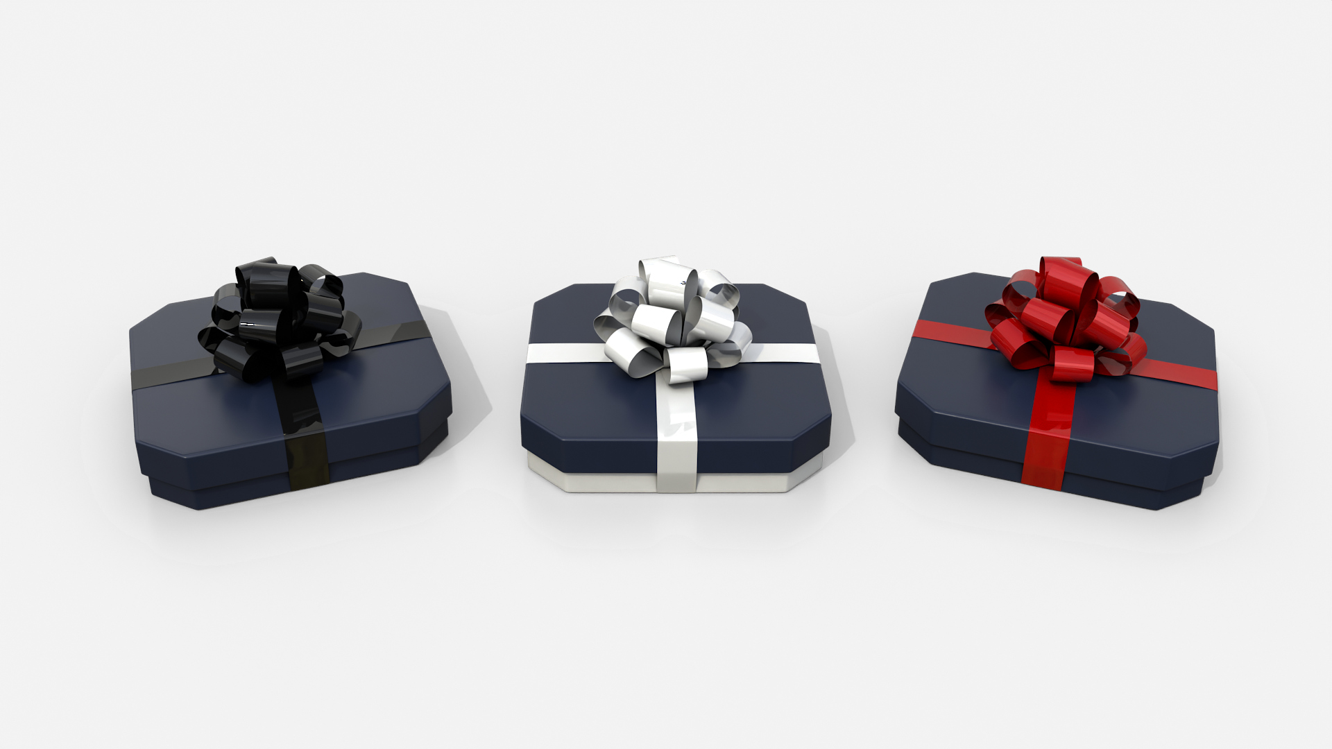 Gift Box - Flat Beveled Edge with Tied Ribbon Rosette 3D Model