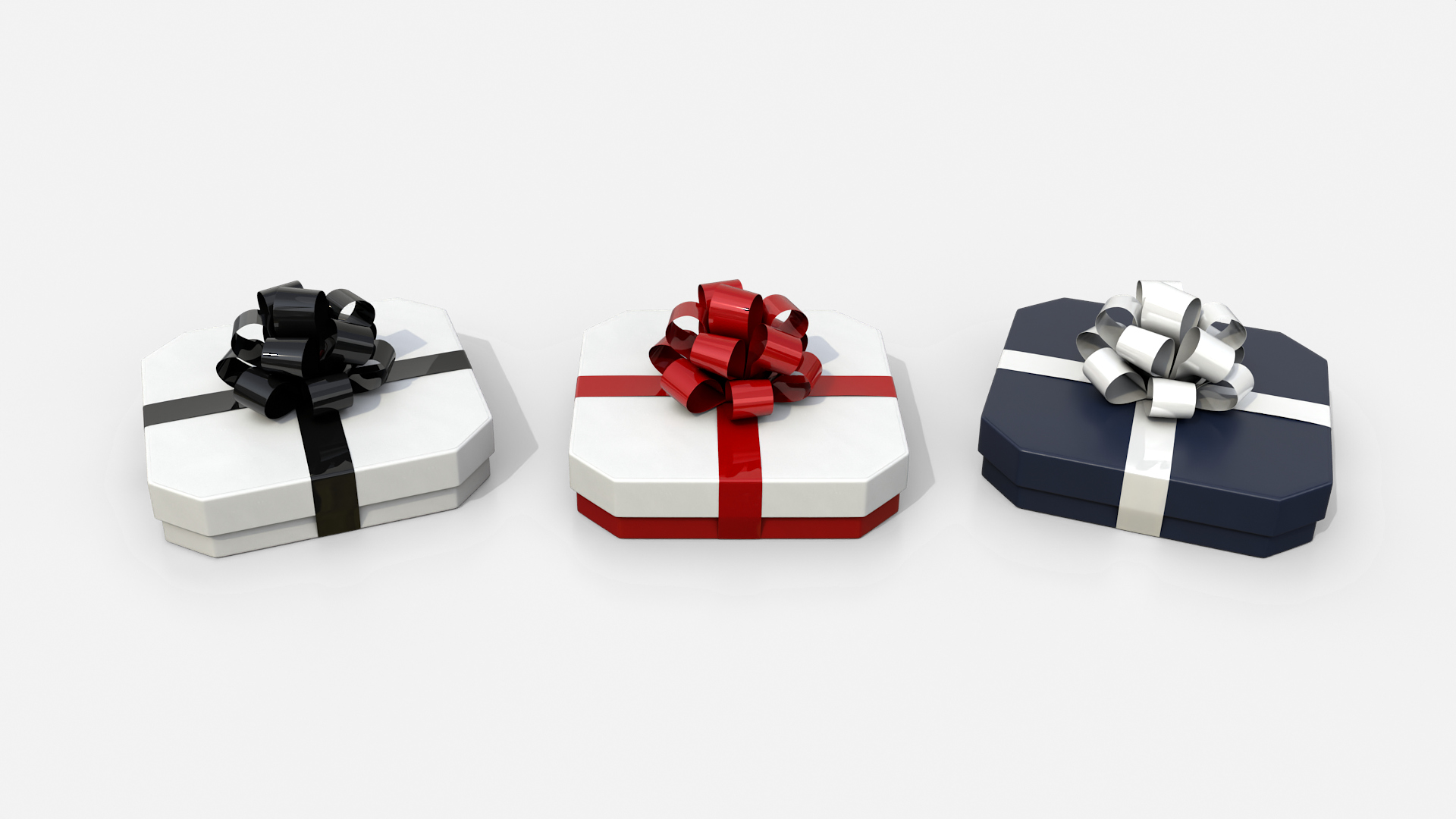 Gift Box - Flat Beveled Edge with Tied Ribbon Rosette 3D Model