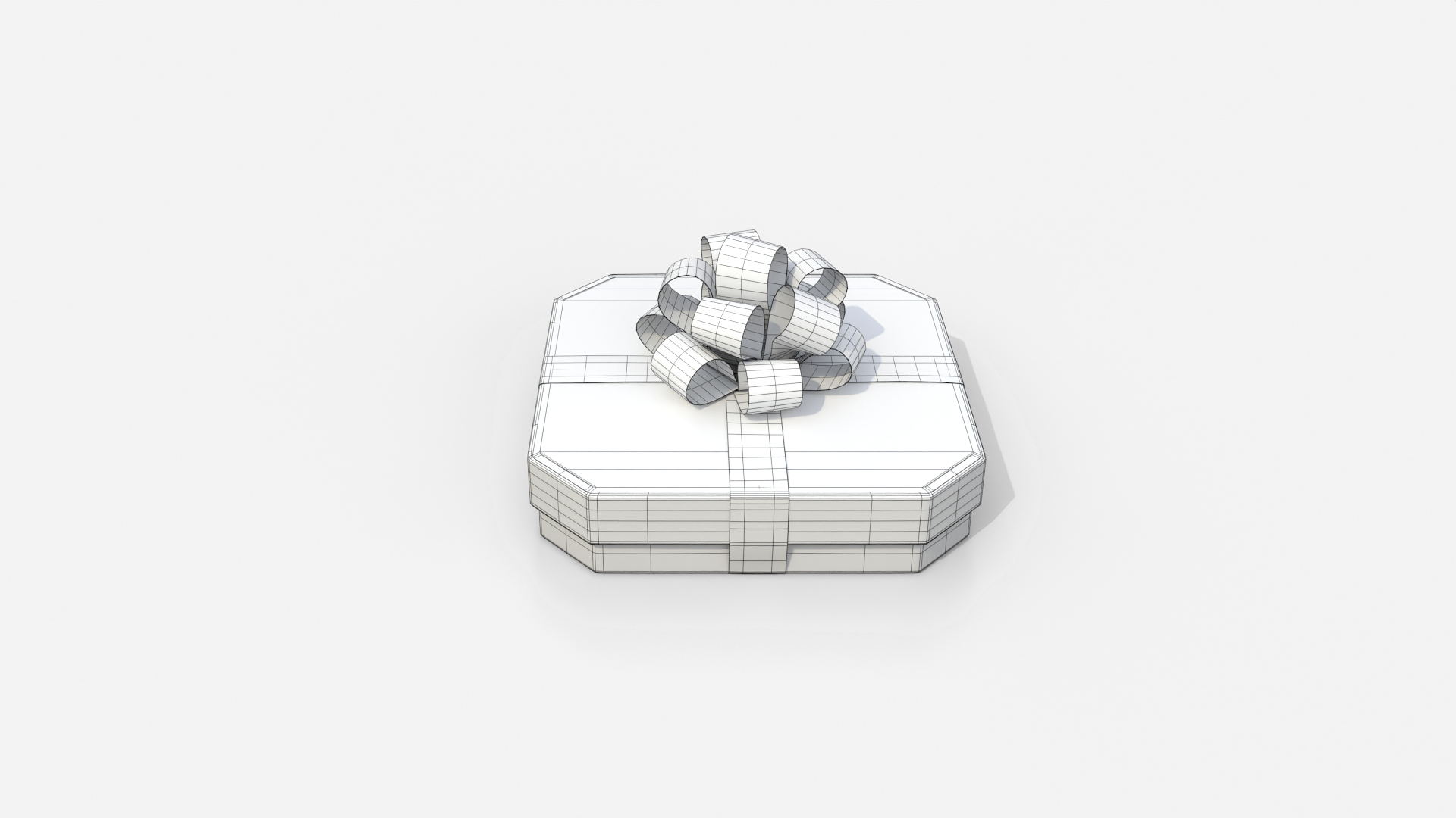 Gift Box - Flat Beveled Edge with Tied Ribbon Rosette 3D Model
