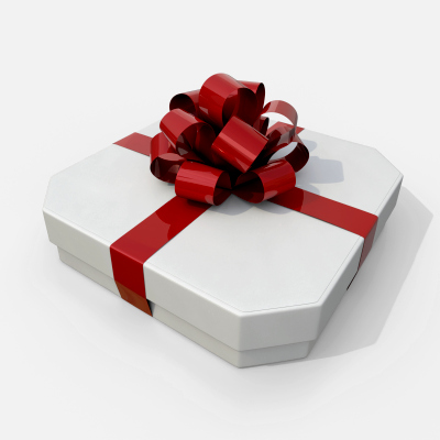Gift Box - Flat Beveled Edge with Tied Ribbon Rosette