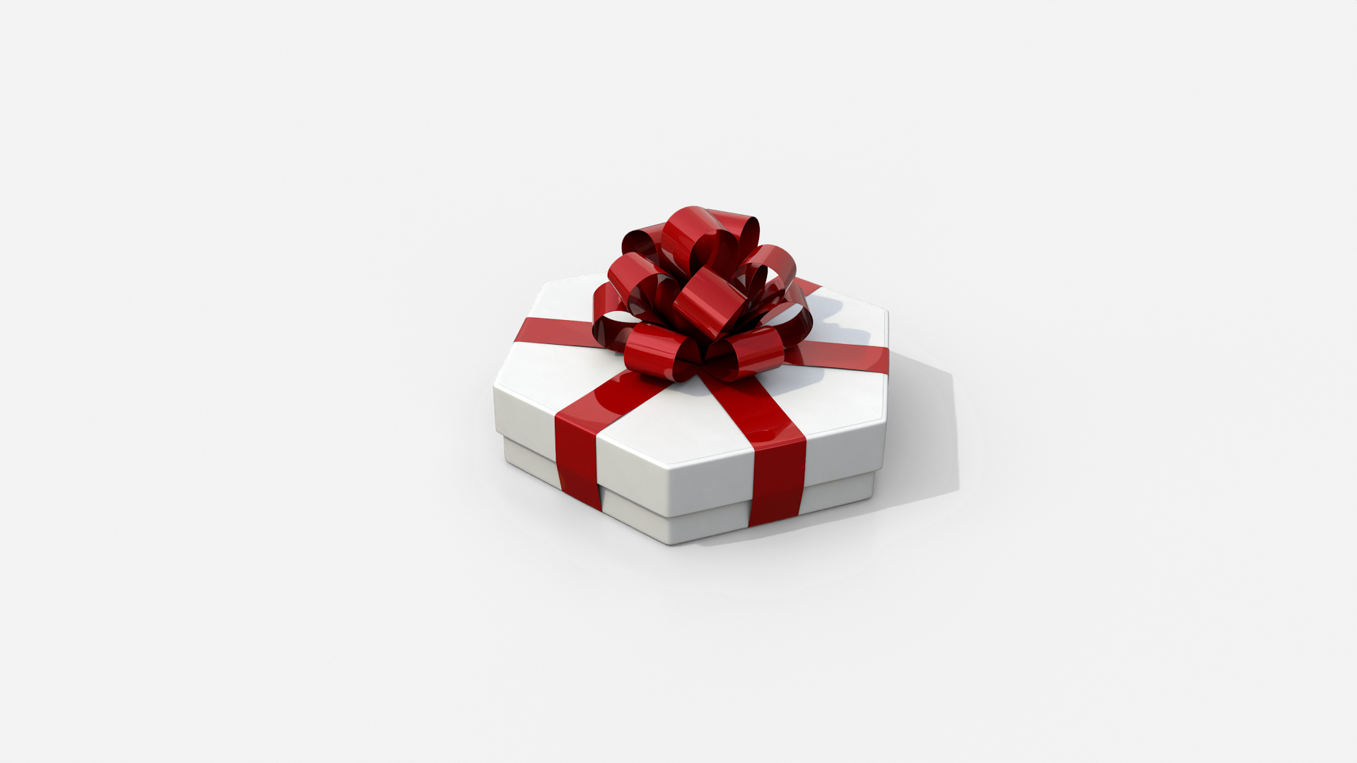 Gift Box - Flat Hexagon with Tied Ribbon Rosette 3D Model