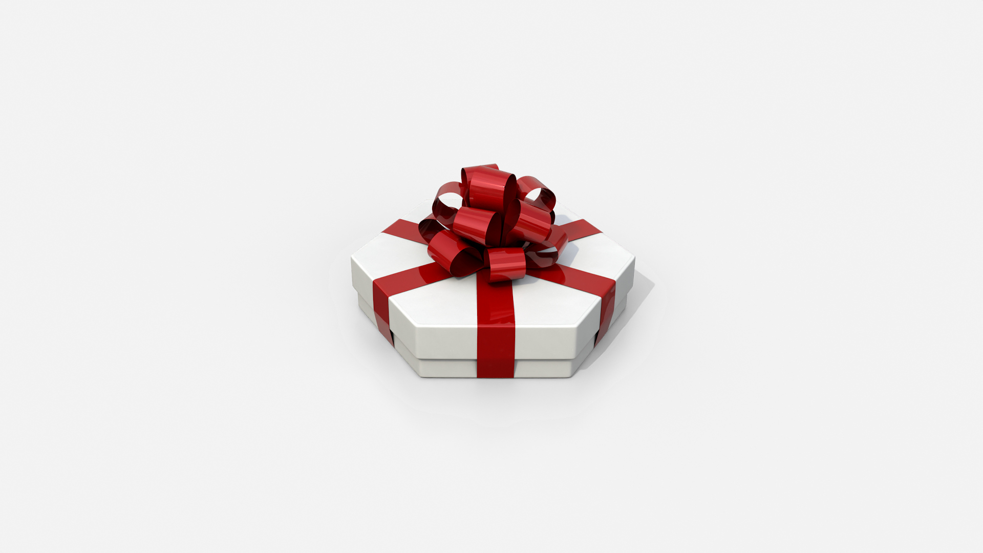 Gift Box - Flat Hexagon with Tied Ribbon Rosette 3D Model