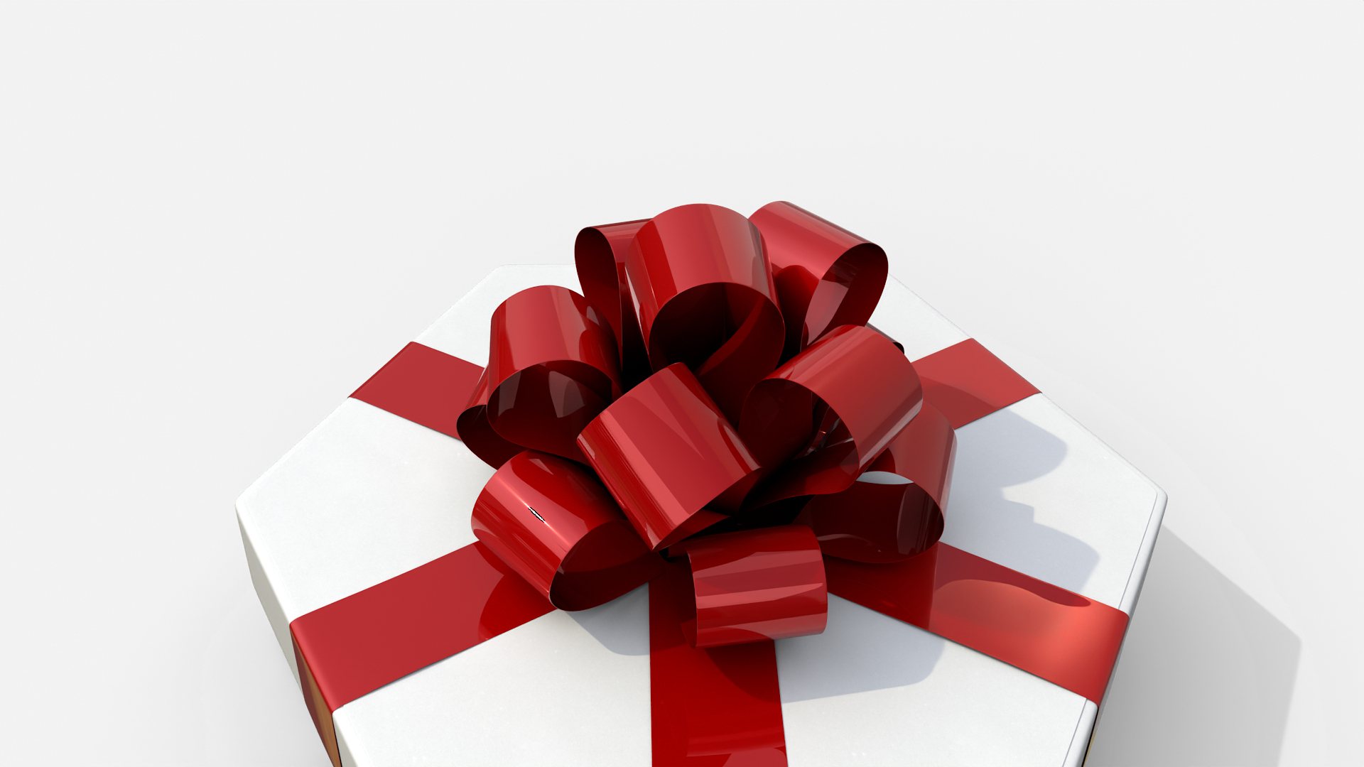 Gift Box - Flat Hexagon with Tied Ribbon Rosette 3D Model