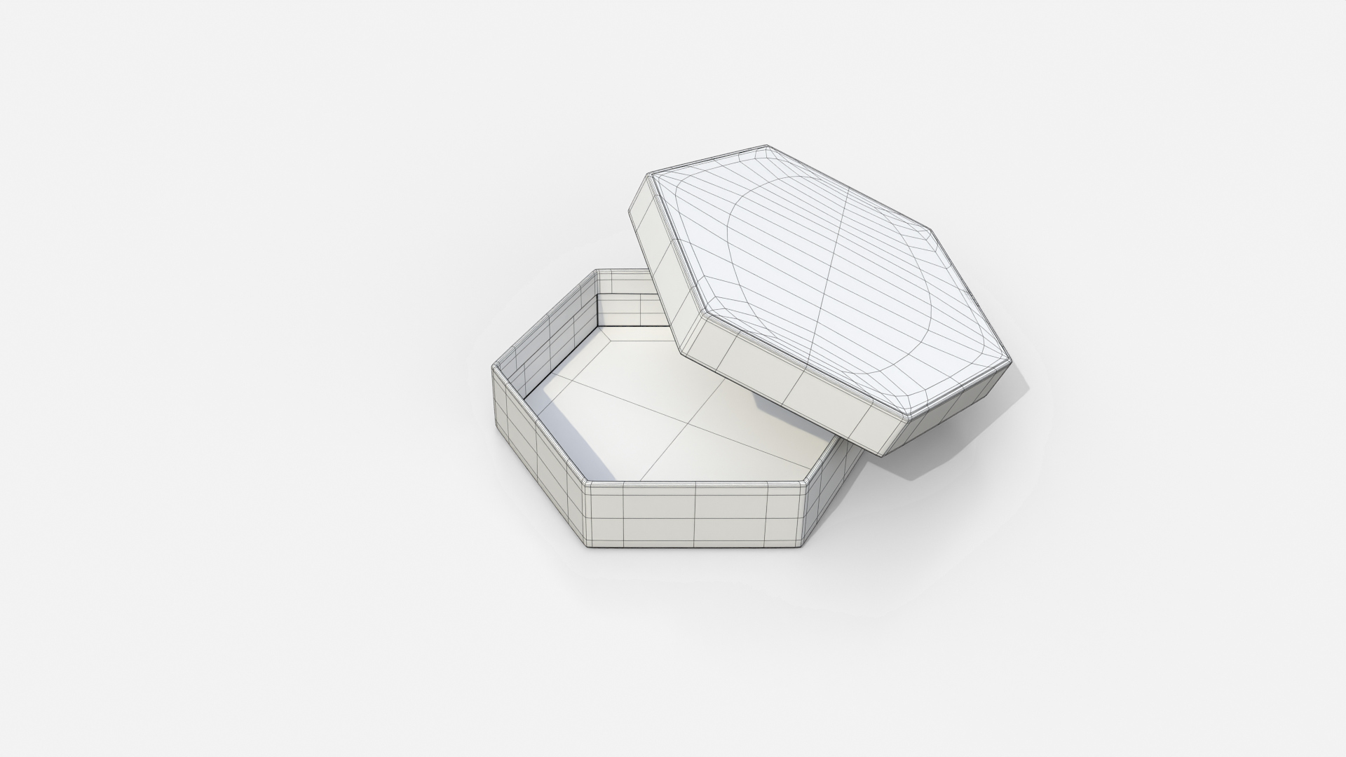 Gift Box - Flat Hexagon with Tied Ribbon Rosette 3D Model