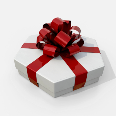 Gift Box - Flat Hexagon with Tied Ribbon Rosette
