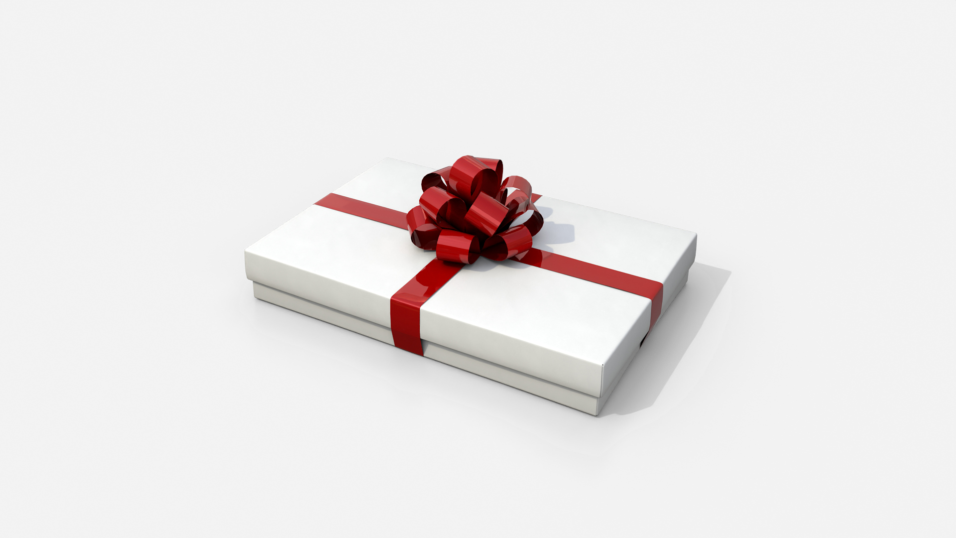 Gift Box - Flat Rectangular with Tied Ribbon Rosette 3D Model