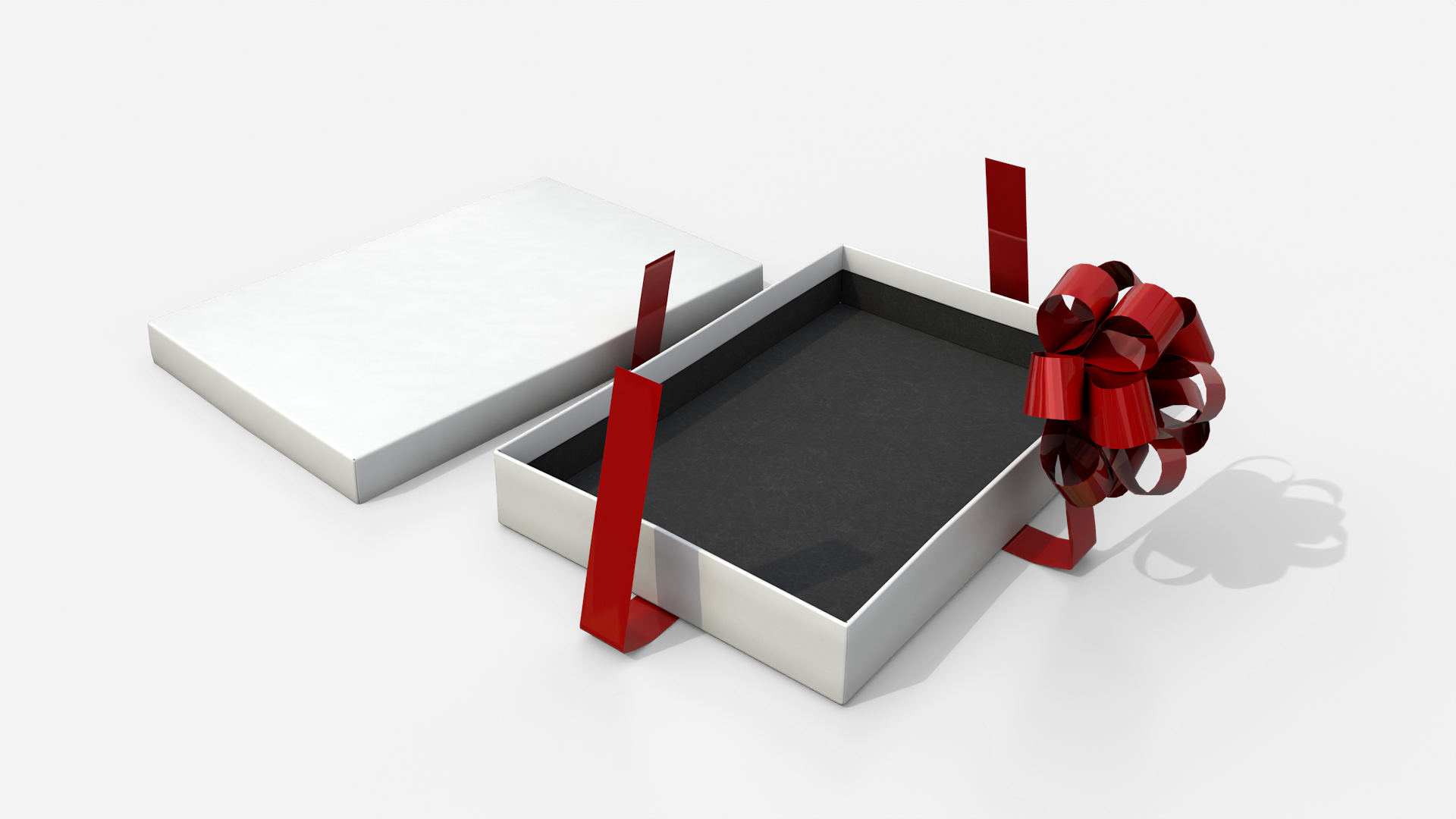 Gift Box - Flat Rectangular with Tied Ribbon Rosette 3D Model