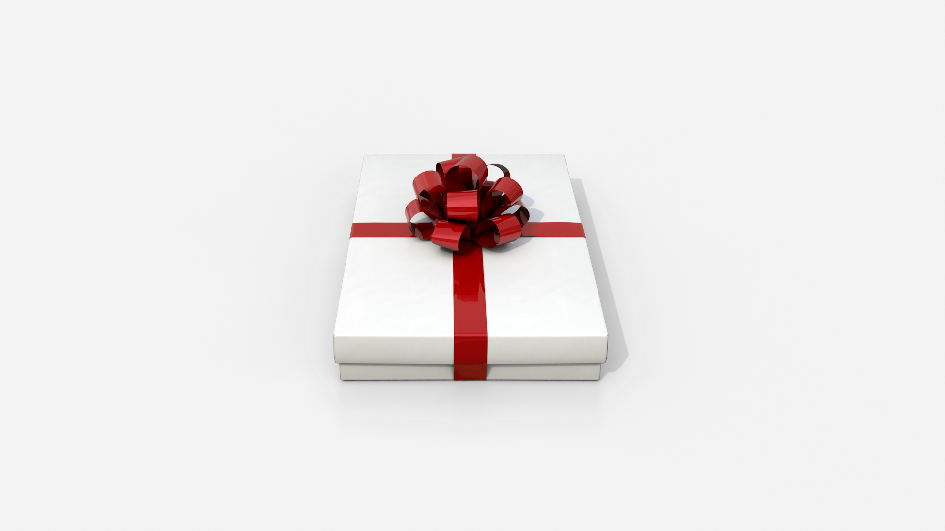 Gift Box - Flat Rectangular with Tied Ribbon Rosette 3D Model