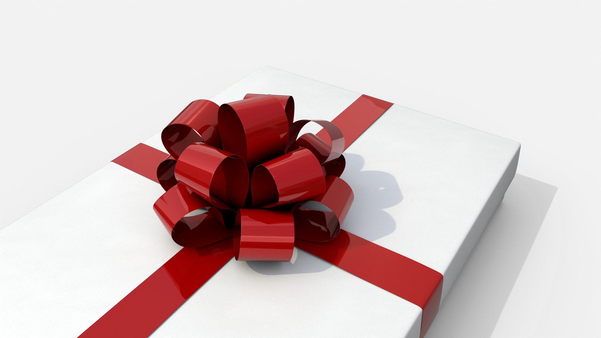 Gift Box - Flat Rectangular with Tied Ribbon Rosette 3D Model