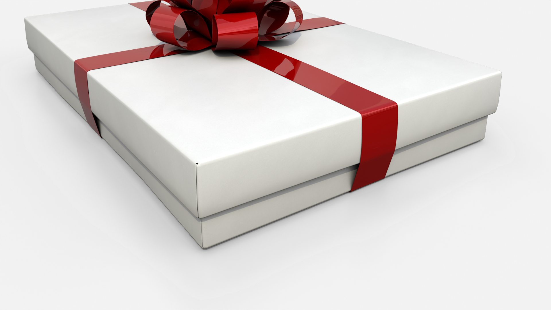 Gift Box - Flat Rectangular with Tied Ribbon Rosette 3D Model