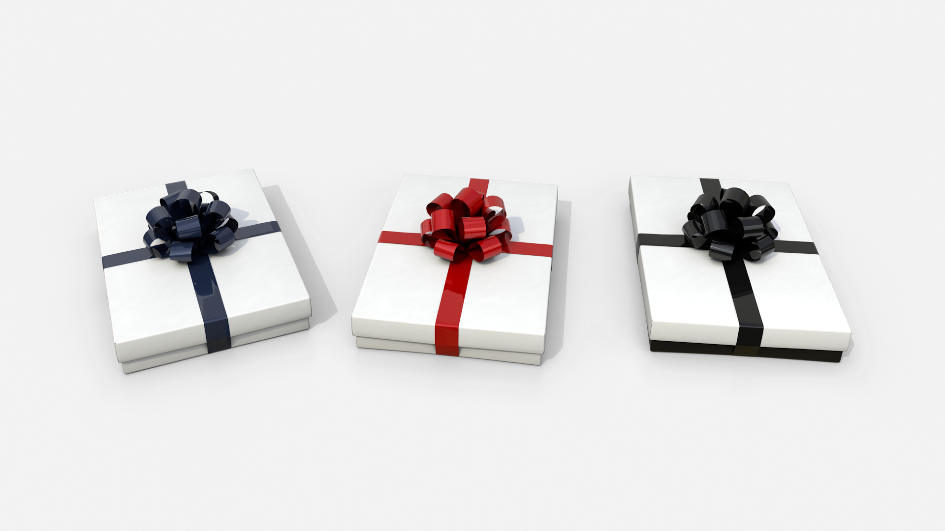 Gift Box - Flat Rectangular with Tied Ribbon Rosette 3D Model