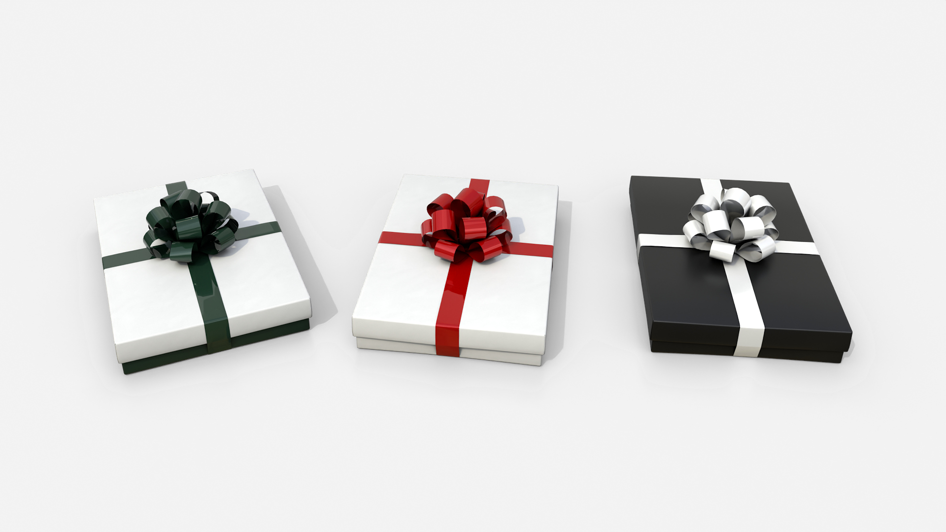 Gift Box - Flat Rectangular with Tied Ribbon Rosette 3D Model
