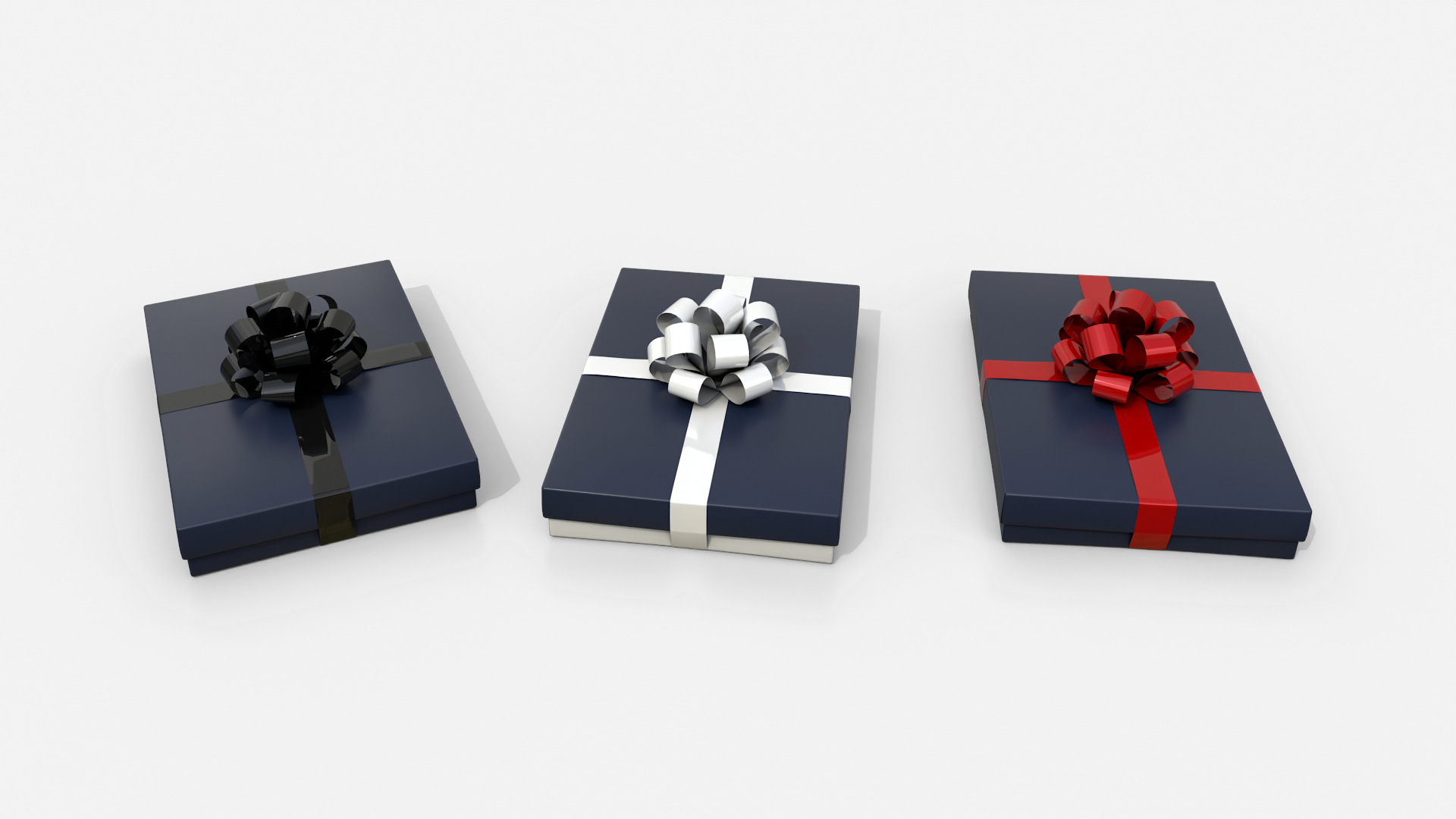 Gift Box - Flat Rectangular with Tied Ribbon Rosette 3D Model